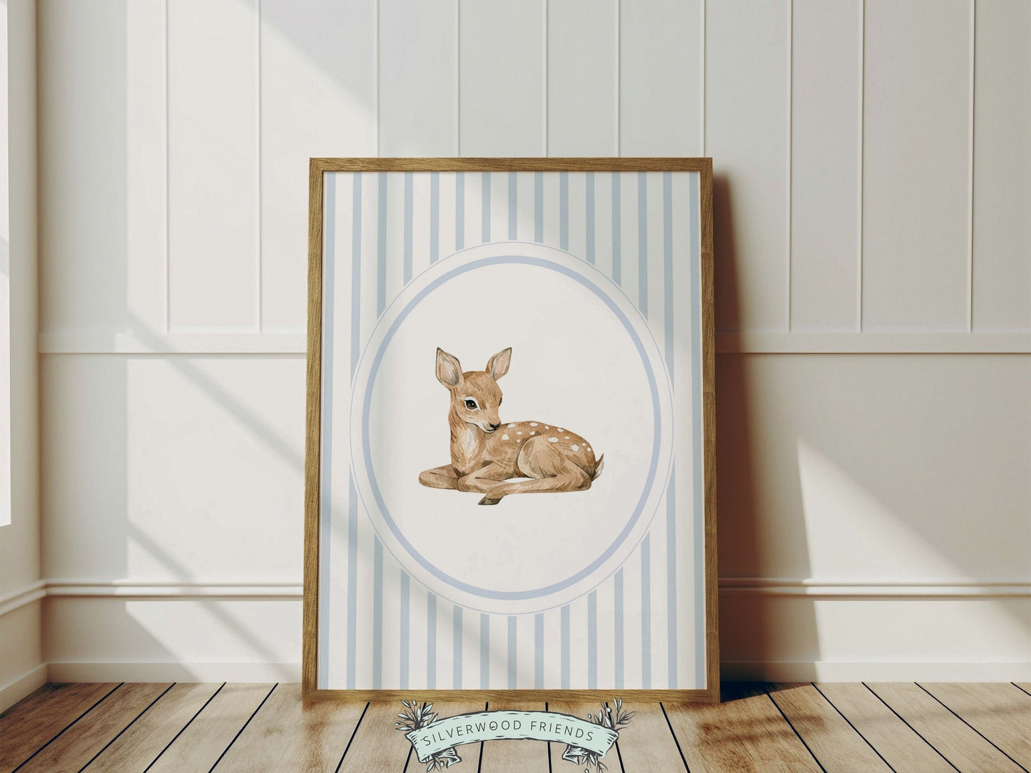 ORIGINAL Baby Deer Nursery Prints, Baby Boy Woodland Deer Nursery Decor, Baby Fawn Nursery Wall Art, Boy Blue Woodland Nursery Digital Print