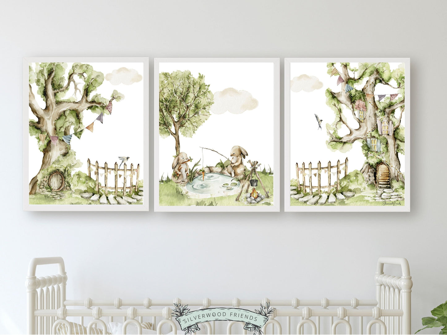 Camping Nursery Prints, Woodland Hiking Nursery Decor, Bunny Rabbit Nursery Wall Art, Nature Nursery Picture, Forest Nursery Digital Print