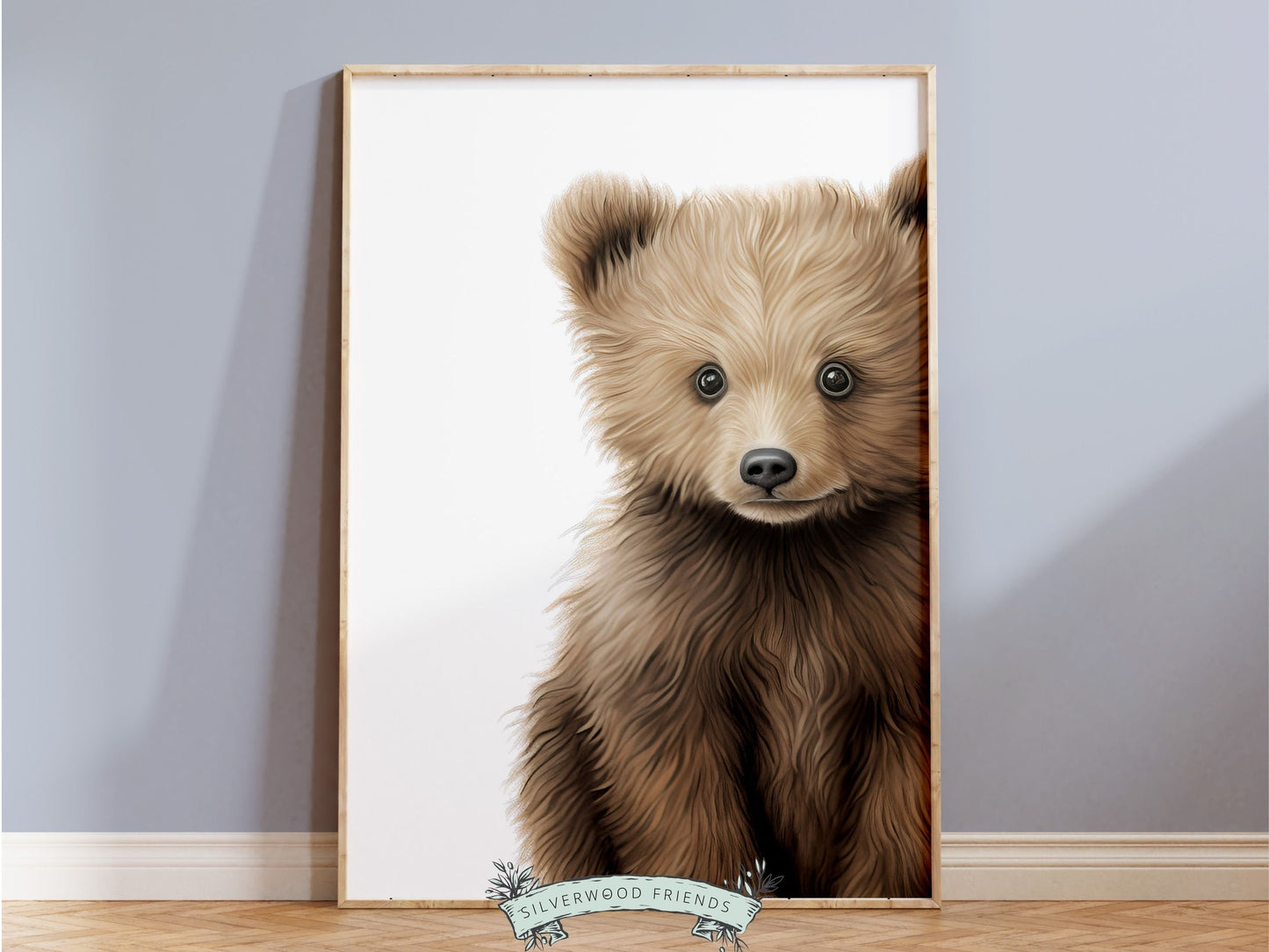 Peeking Bear Nursery Print, Brown Teddy Bear Nursery Decor, Neutral Nursery Decor, Baby Bear Nursery Wall Art Woodland Nursery Digital Print