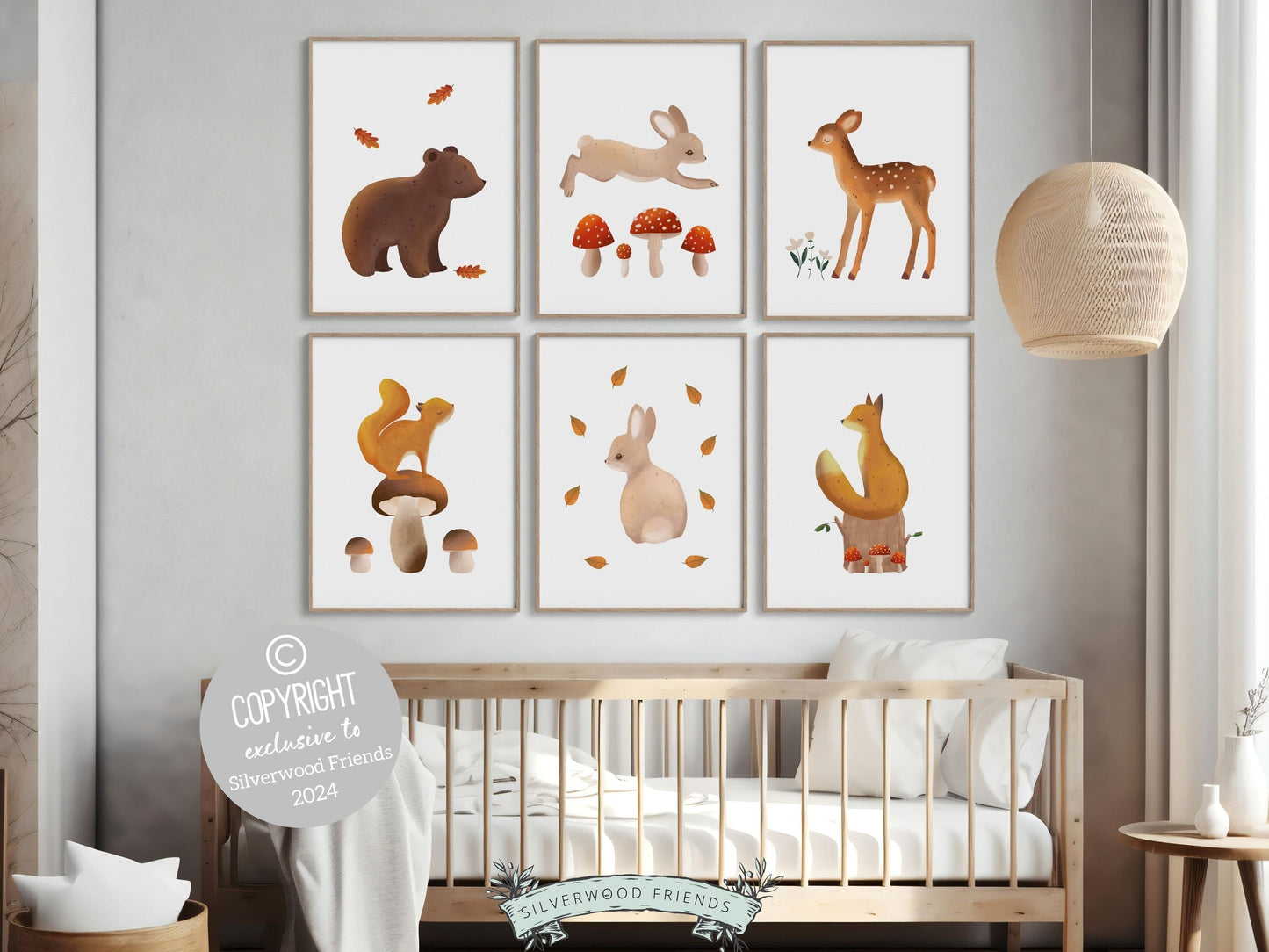 Woodland Mushroom Nursery Print Gift For Kids Woodland Mushroom Nursery Decor, Boho Fall Forest Bedroom Nature Nursery Theme Digital Prints