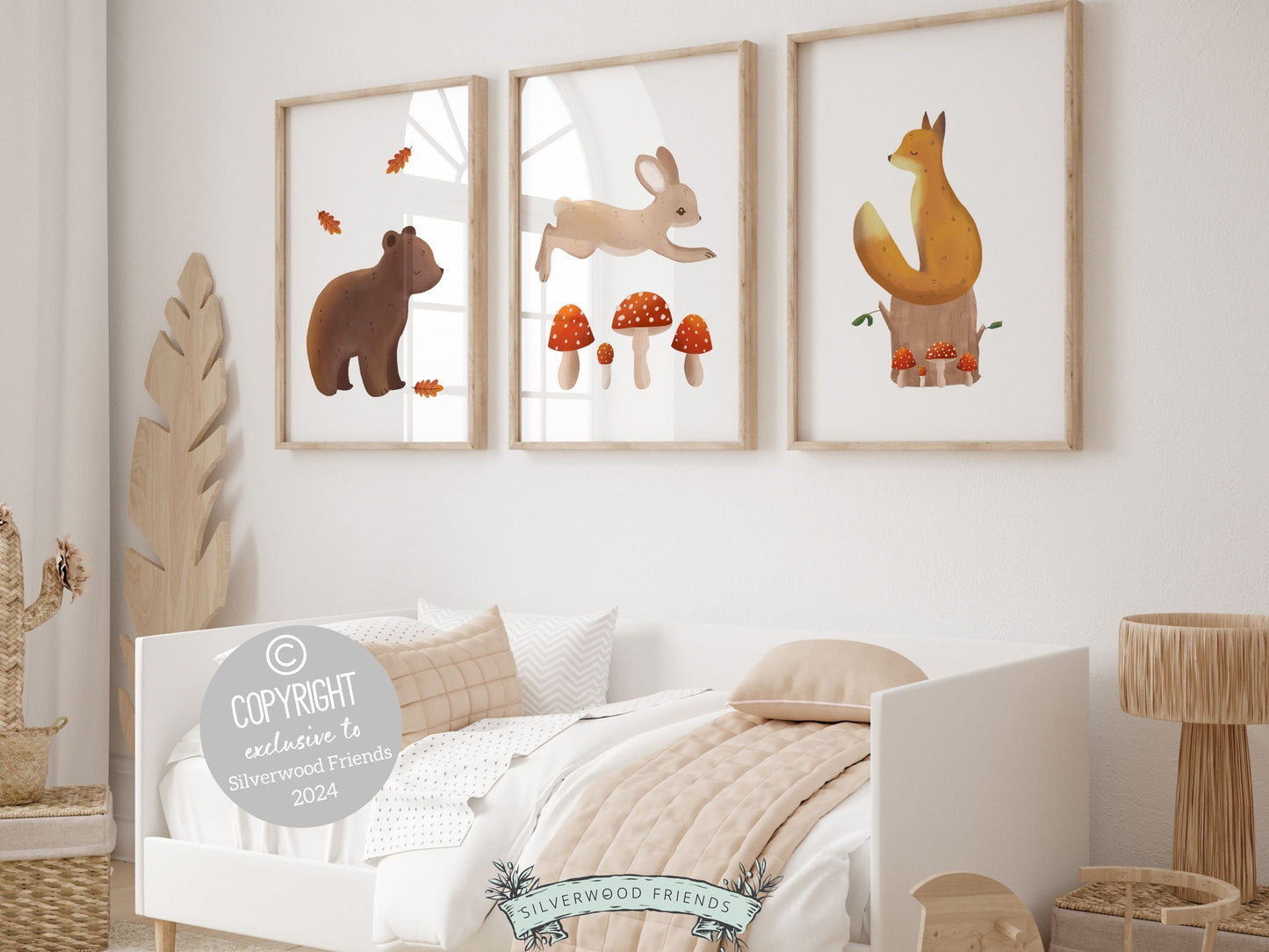 Woodland Mushroom Nursery Print Gift For Kids Woodland Mushroom Nursery Decor, Boho Kids Room Wall Decor Nature Nursery Theme Digital Prints
