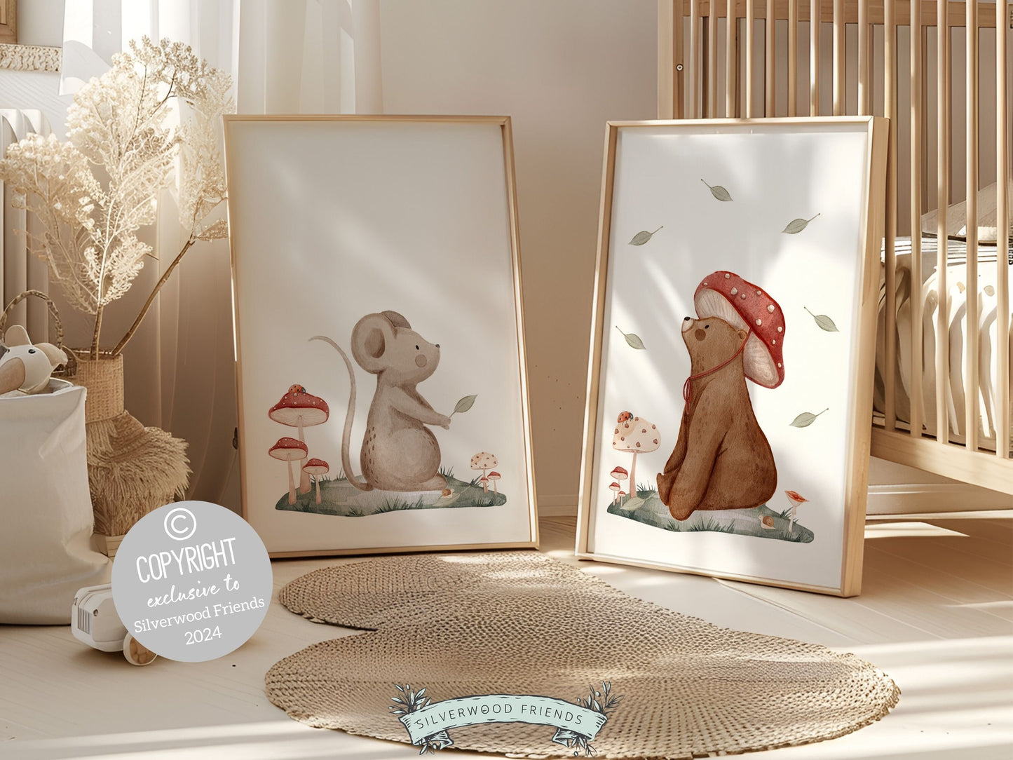 Woodland Mushroom Nursery Print, Woodland Mushroom Nursery Decor, Toddler Wall Decor Whimsical Woodland Nature Neutral Nursery Digital Print