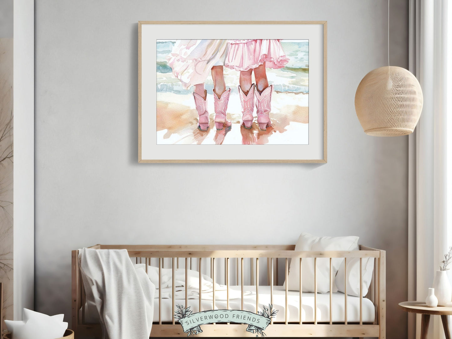 Coastal Cowgirl Nursery Print, Baby Girl Cowgirl Western Nursery Decor, Trendy Pink Cowgirl Boots Print,Girly Tween Room Decor Digital Print