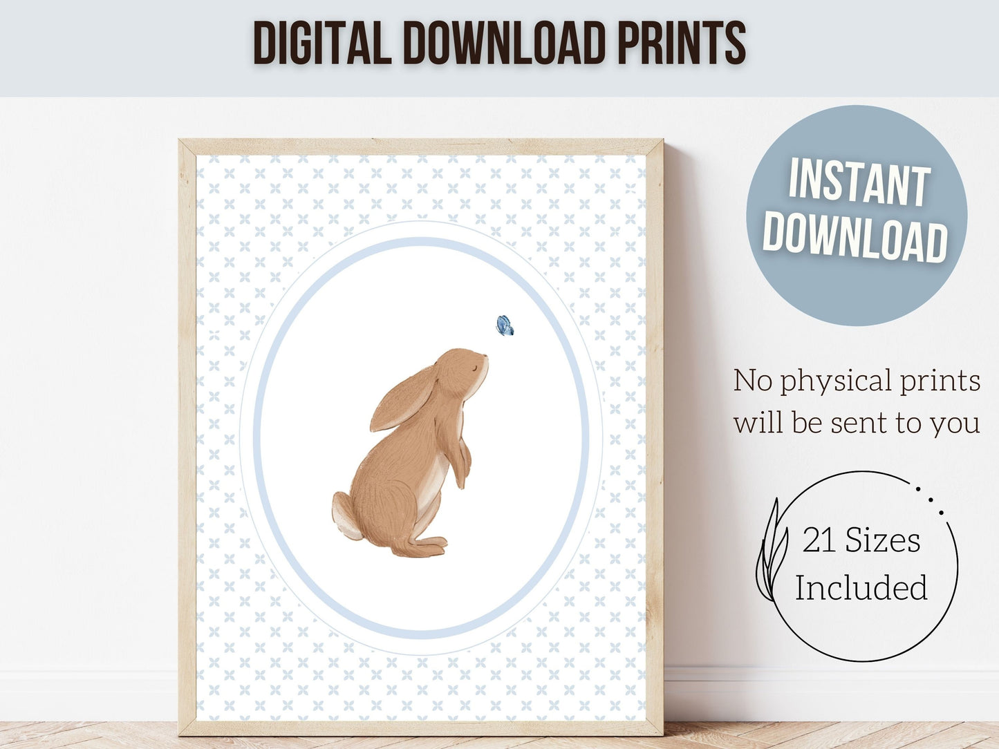 Bunny Nursery Prints, Woodland Bunny Nursery Decor, Bunny Rabbit Nursery Wall Art, Kids Room Wall Decor Neutral Nature Nursery Digital Print