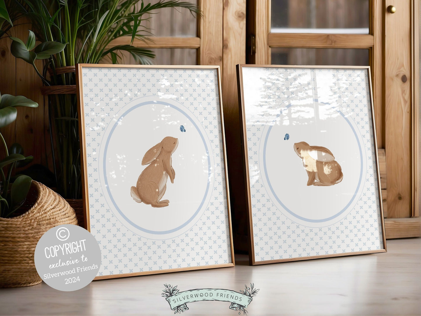 Bunny Nursery Prints, Woodland Bunny Nursery Decor, Bunny Rabbit Nursery Wall Art, Kids Room Wall Decor Neutral Nature Nursery Digital Print
