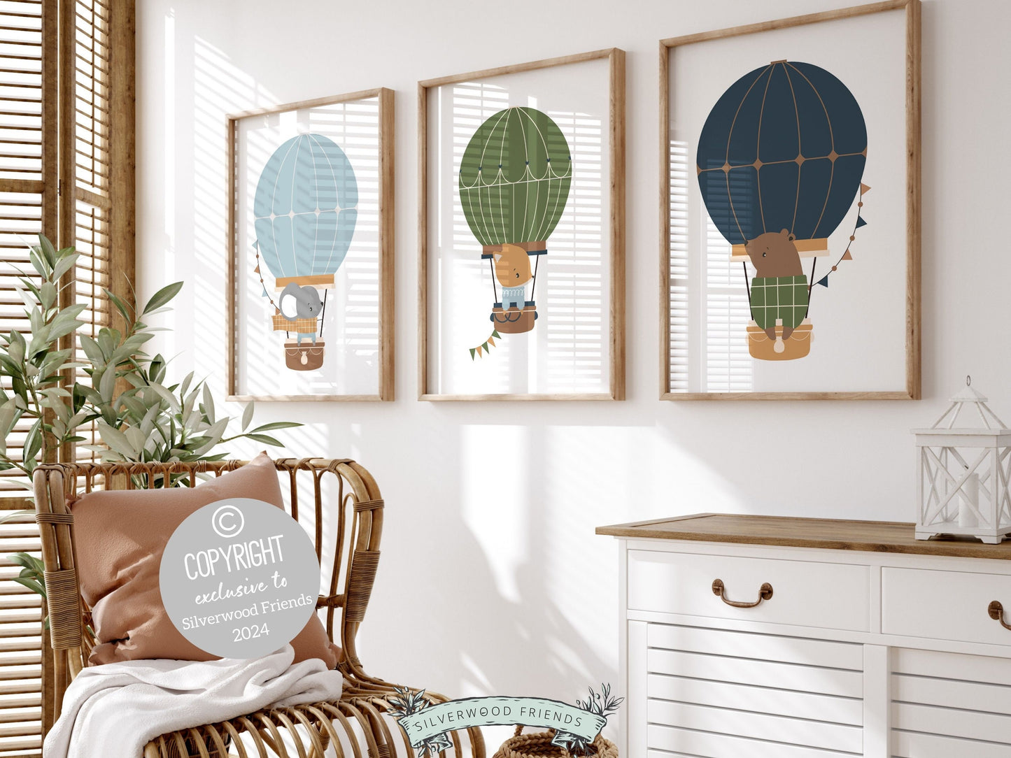 Hot Air Balloon Nursery Prints, Kids Woodland Animal Nursery Decor, Transport Nursery Wall Art, Boys Adventure Room Wall Decor Digital Print