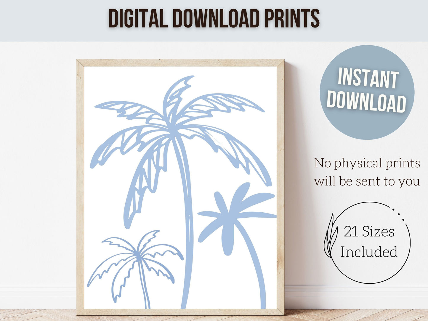 Palm Tree Print, Beachy Nursery Wall Art, Blue Surf Nursery Print Beach House Wall Decor, Kids Trendy Surfing Room Wall Decor Digital Print