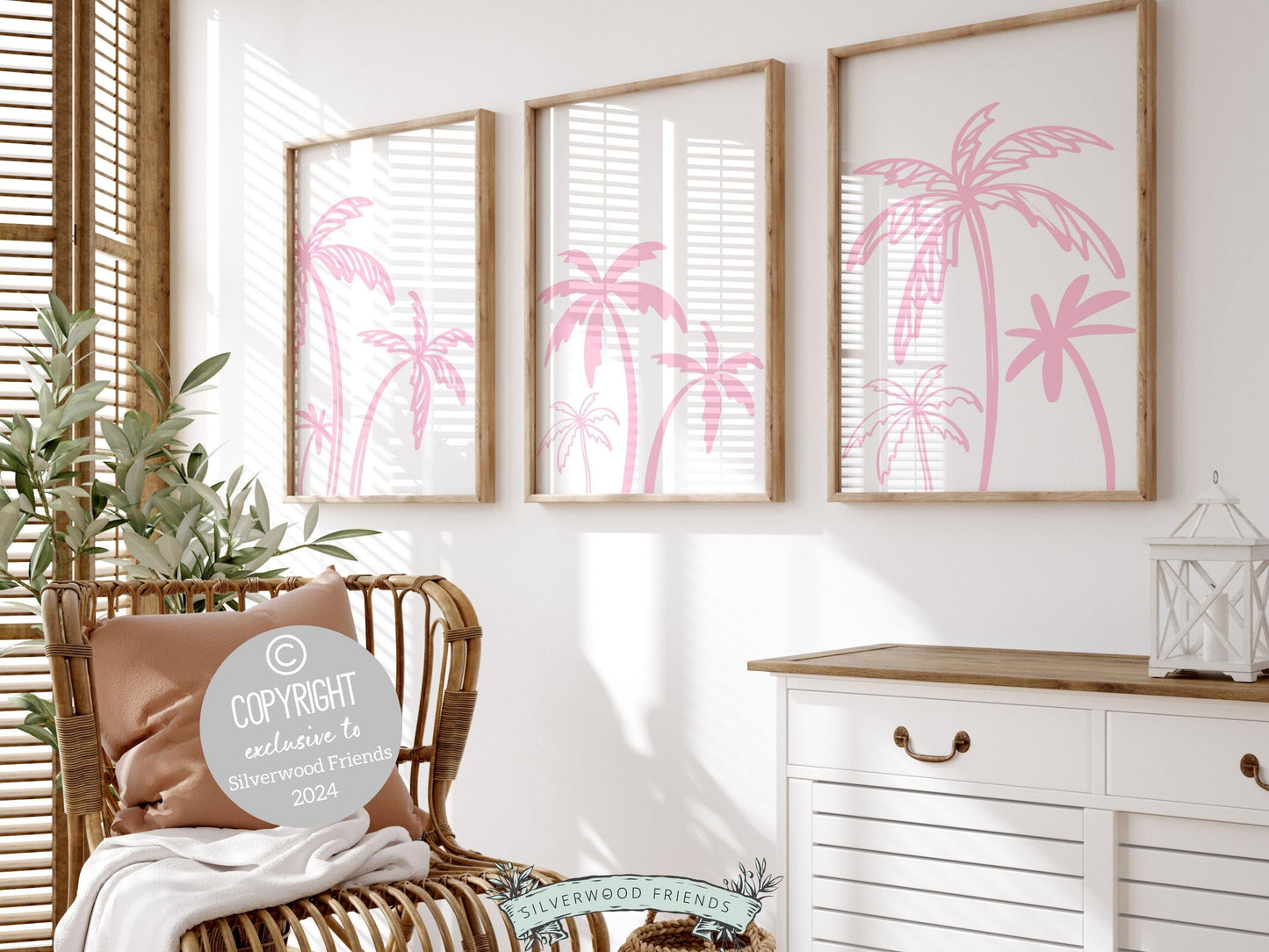 Pink Palm Tree Print, Beachy Nursery Wall Art, Surf Nursery Print Beach House Wall Decor, Girls Trendy Surfing Room Wall Decor Digital Print