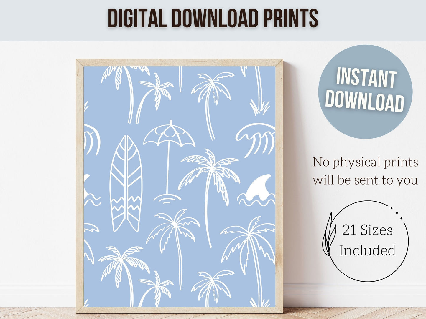 Palm Tree Print, Beachy Surfboard Wall Art, Minimalist Coastal Surf Nursery Wall Art, Beach House Kids Surfing Room Wall Decor Digital Print