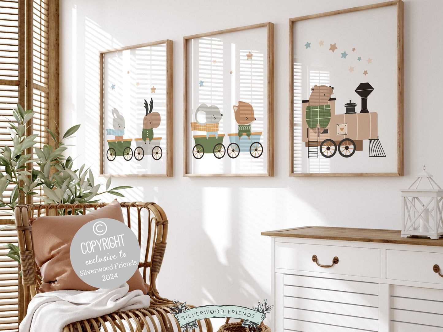 Woodland Animal Train Nursery Prints, Woodland Animal Train Nursery Decor, Boys Toddler Transport Theme Room, Travel Nursery Digital Prints