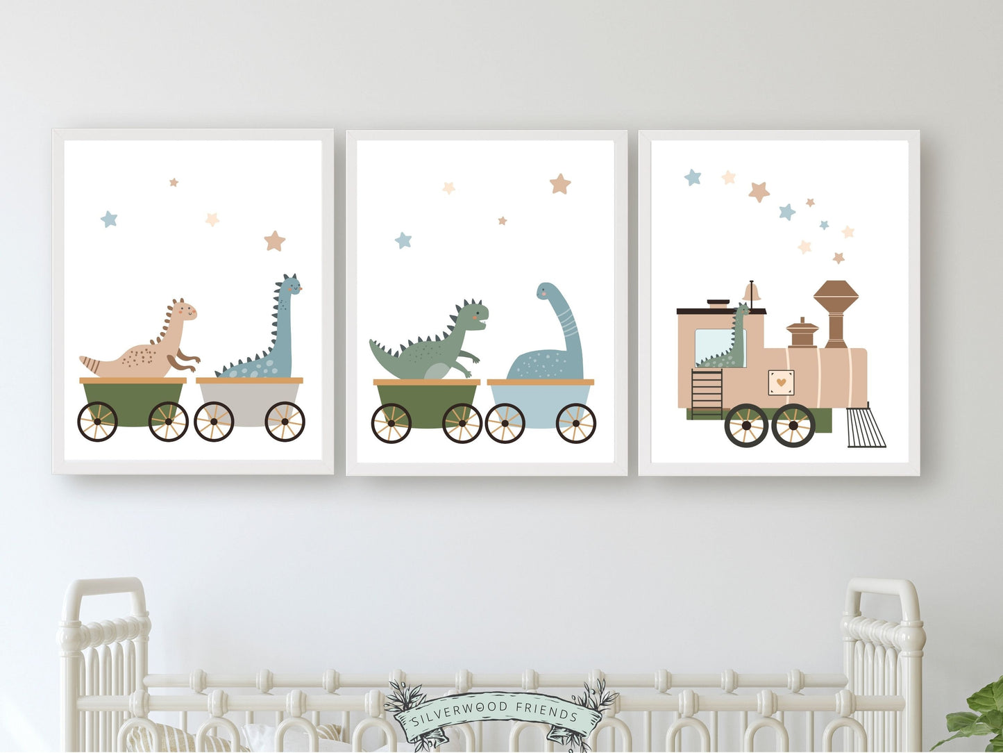 Dinosaur Nursery Prints, Transport Nursery, Dinosaur Playroom Print Set, Toddler Boys Room Decor, Baby Boys Dino Train Nursery Digital Print