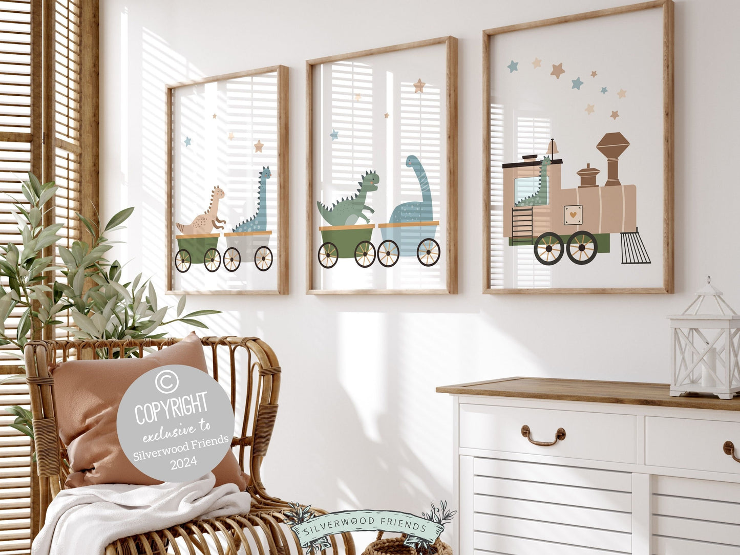 Dinosaur Nursery Prints, Transport Nursery, Dinosaur Playroom Print Set, Toddler Boys Room Decor, Baby Boys Dino Train Nursery Digital Print