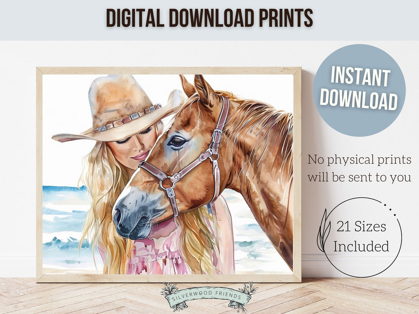 Coastal Cowgirl Print, Beachy Wall Art, Cowgirl Horse Wall Art, Western Wall Decor, Preppy Room Decor, Horse Riding Wall Art Digital Print