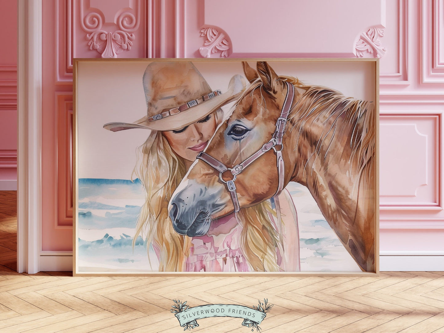 Coastal Cowgirl Print, Beachy Wall Art, Cowgirl Horse Wall Art, Western Wall Decor, Preppy Room Decor, Horse Riding Wall Art Digital Print