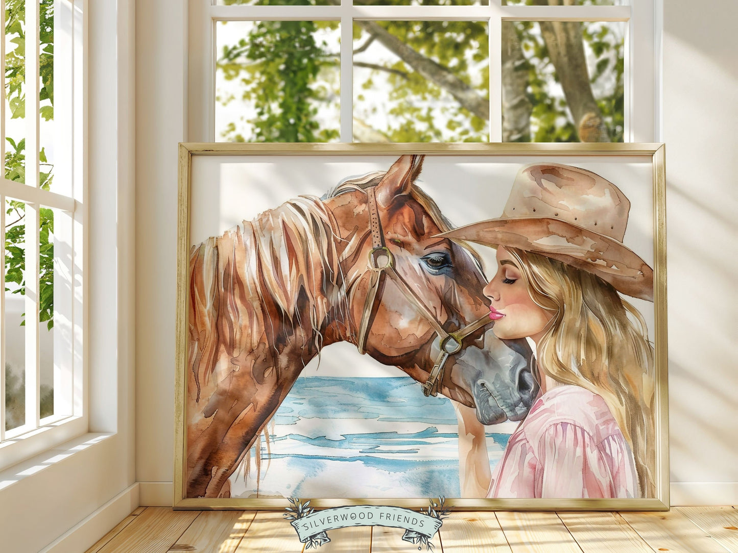 Coastal Cowgirl Print, Beachy Wall Art, Cowgirl Horse Wall Art, Western Wall Decor, Preppy Room Decor, Horse Riding Wall Art Digital Print