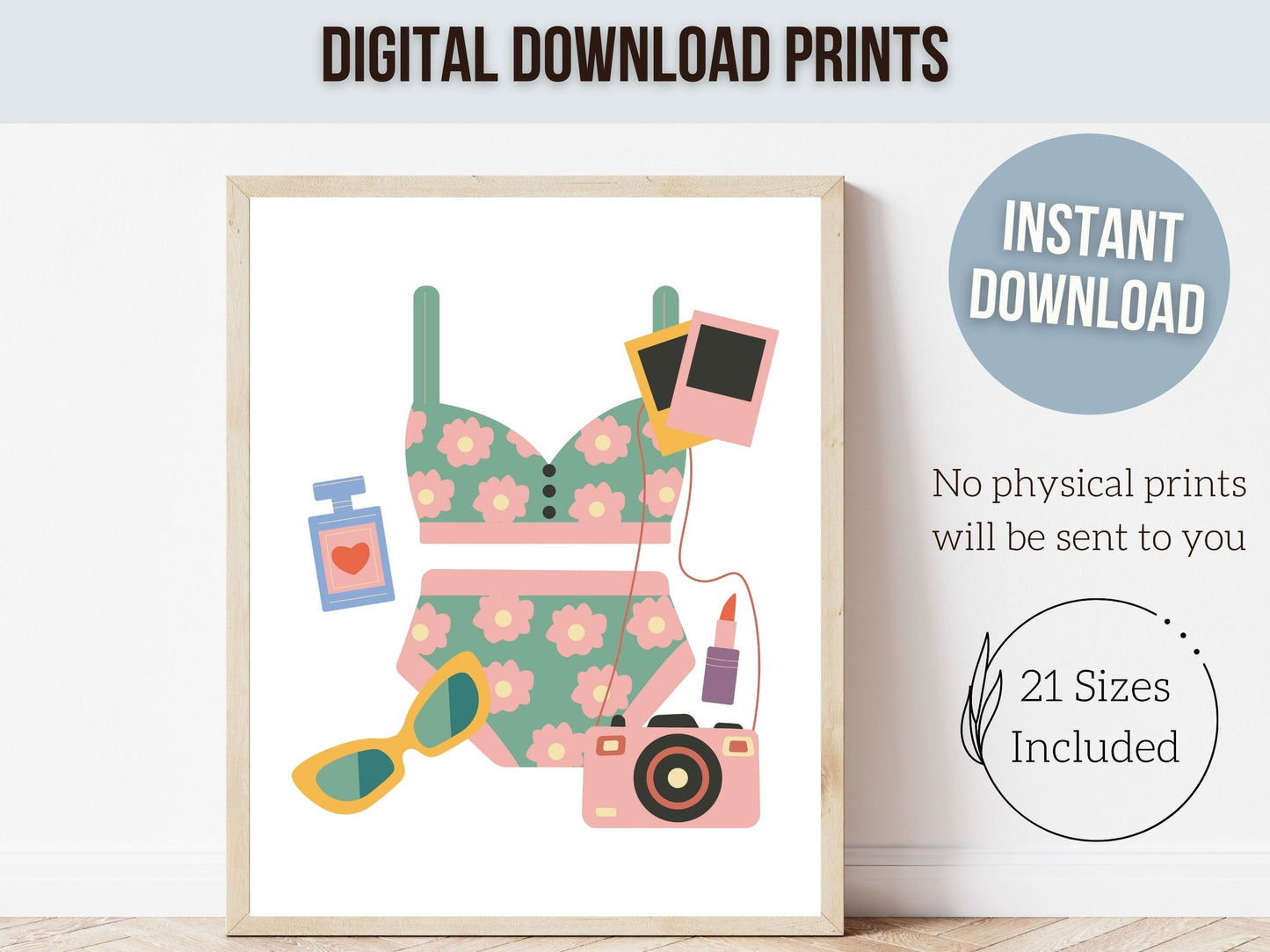 Trendy Retro Prints, Girls Colorful Surf Nursery Wall Art, Preppy Maximalist Dorm Room Decor, Girly Surfboard Teen Room Decor Digital Prints