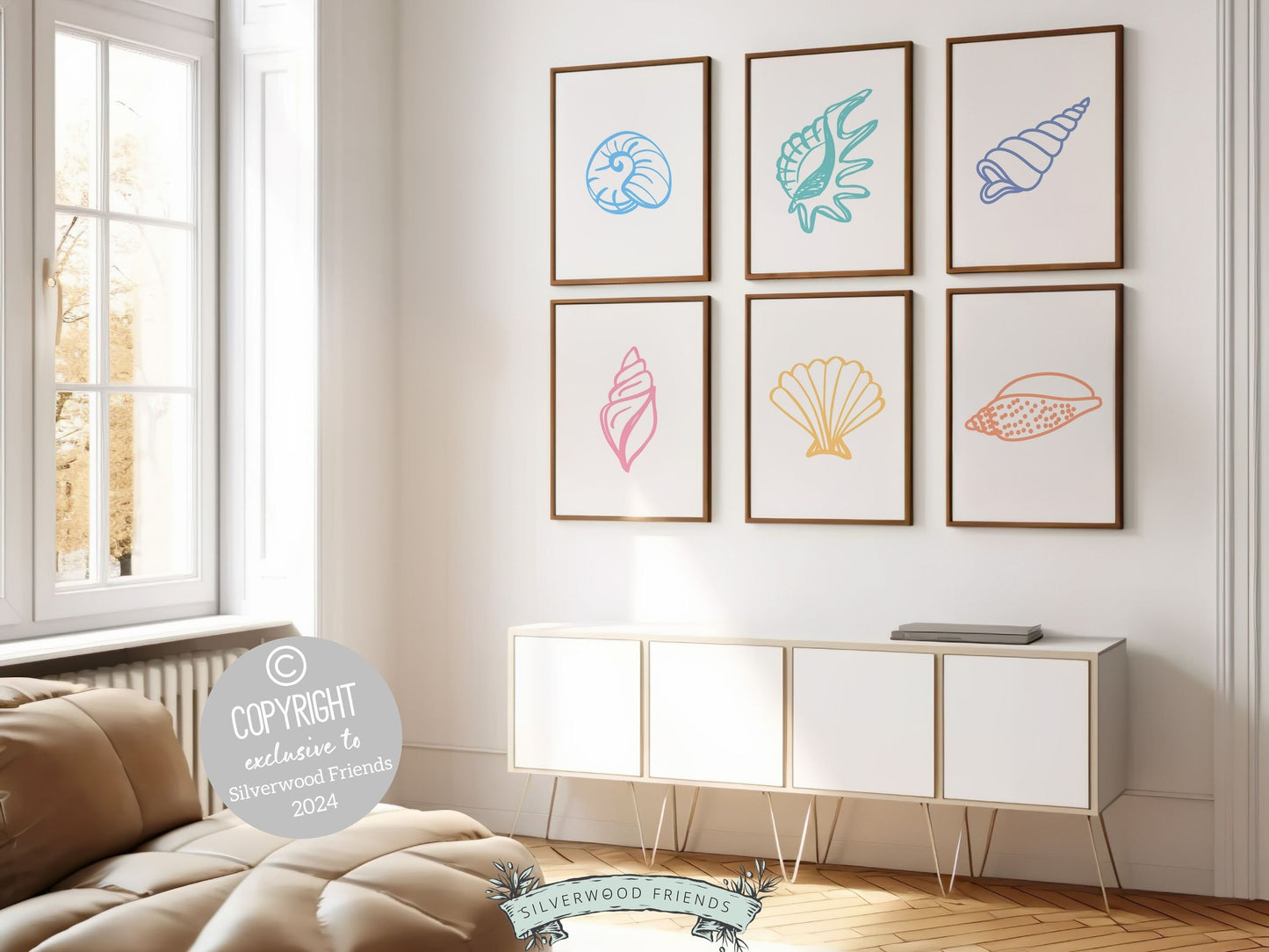 Seashell Coastal Prints, Beachy Wall Art, Pastel Ocean Nursery Print, Nautical Nursery Wall Art, Beach House Kids Room Decor Digital Prints