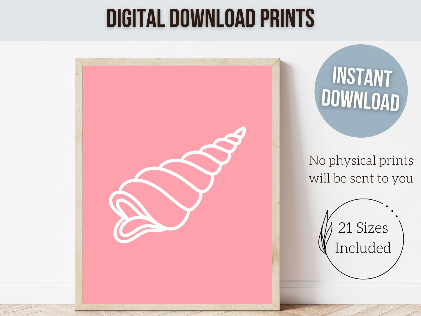 Pink Seashell Coastal Prints, Beachy Wall Art, Under The Sea Nursery Print, Minimalist Nursery Wall Art Beach House Room Decor Digital Print