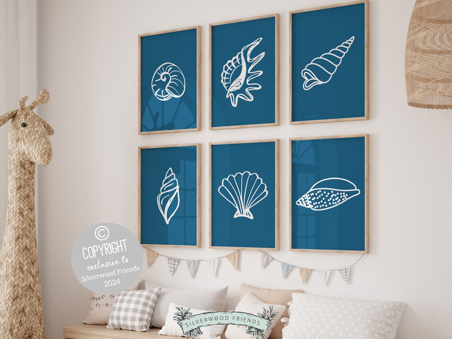 Seashell Coastal Prints, Beachy Wall Art, Under The Sea Nursery Print, Minimalist Nursery Wall Art Beach House Kids Room Decor Digital Print