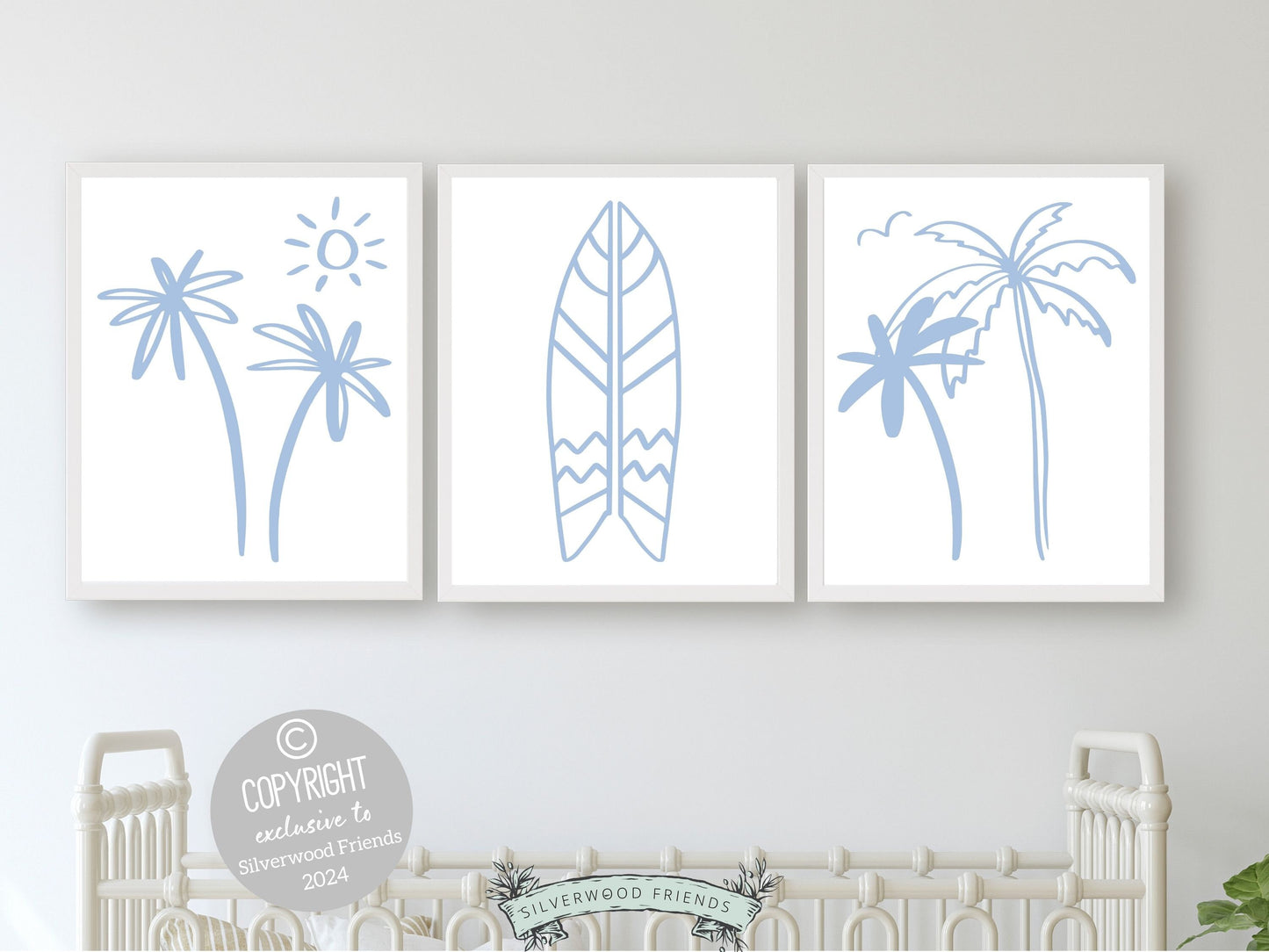 Surfboard Palm Tree Print, Beachy Surfboard Wall Art,Minimalist Surf Nursery Wall Art Beach House Kids Surfing Room Wall Decor Digital Print
