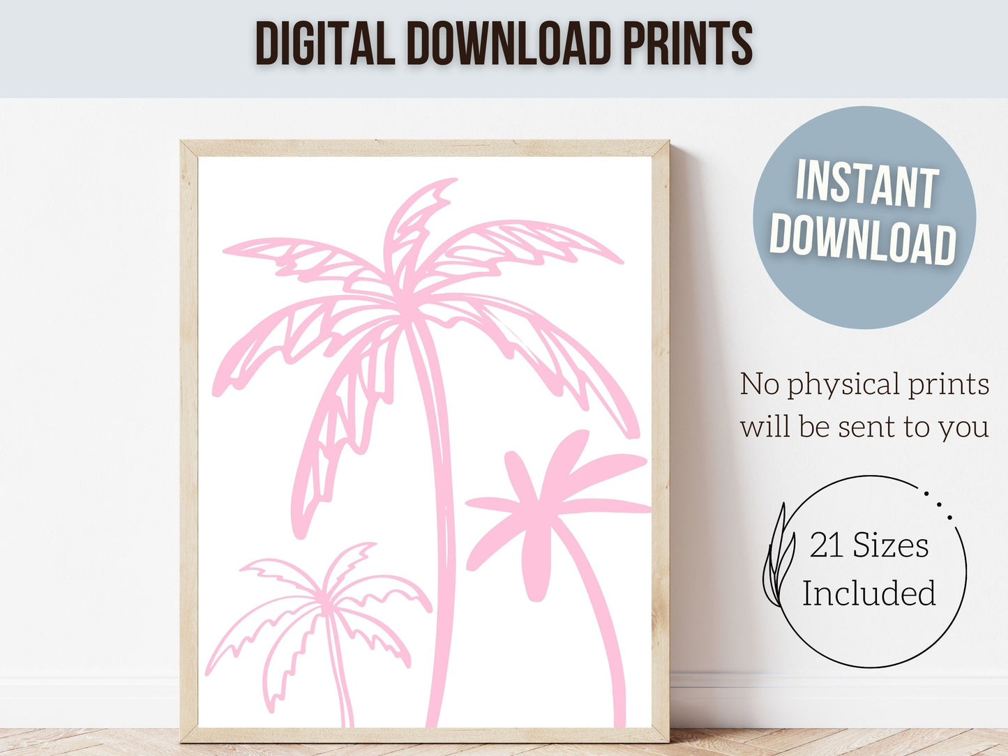 Pink Palm Tree Print, Beachy Nursery Wall Art, Surf Nursery Print Beach House Wall Decor, Girls Trendy Surfing Room Wall Decor Digital Print