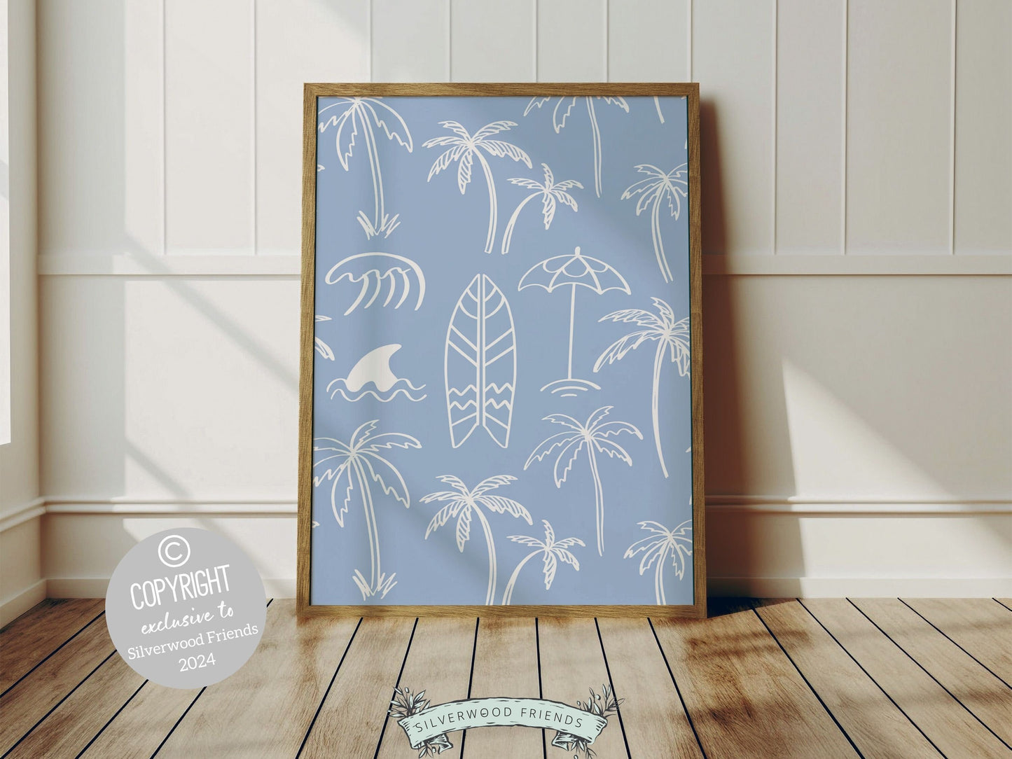 Palm Tree Print, Beachy Surfboard Wall Art, Minimalist Coastal Surf Nursery Wall Art, Beach House Kids Surfing Room Wall Decor Digital Print