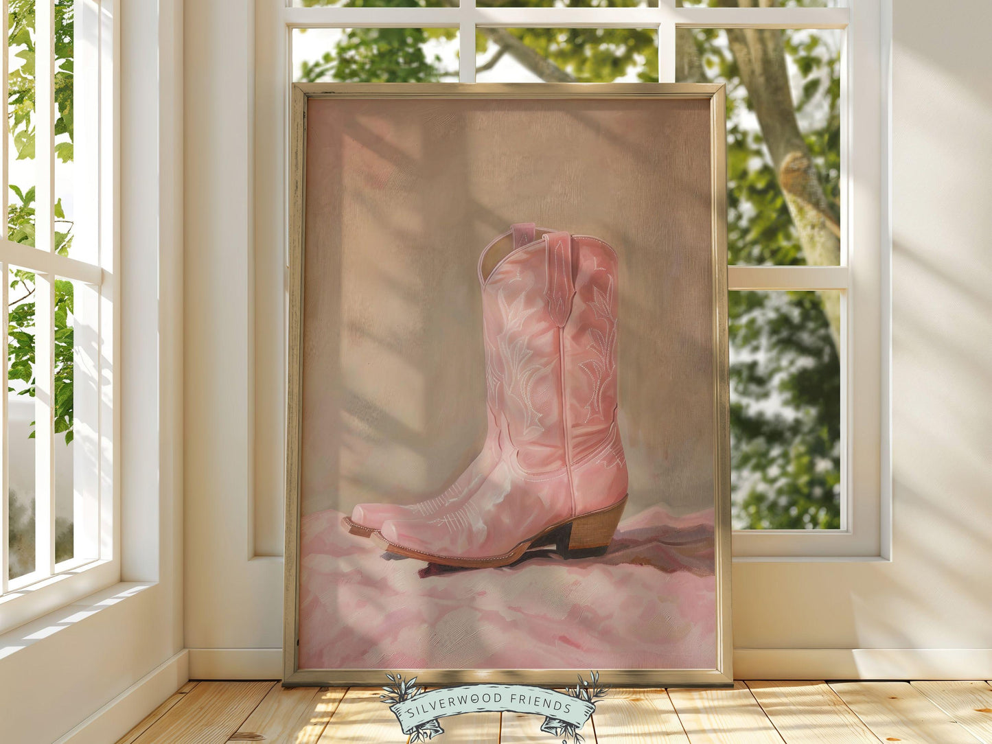 Pink Cowgirl Boots Print, Coastal Cowgirl Print, Trendy Country Western Dorm Room Wall Decor,Preppy Pink Teen Girl Room Poster Digital Print
