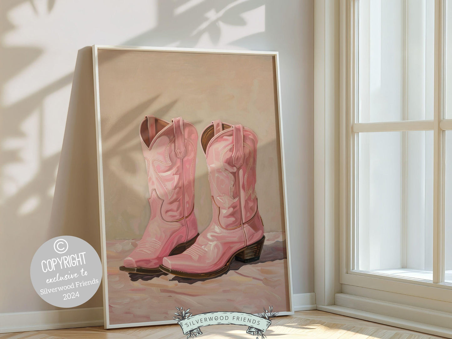 Pink Cowgirl Boots Print, Girly Coastal Cowgirl Print, Trendy Western Aesthetic Dorm Room Wall Decor, Preppy Teen Girl Room Digital Print