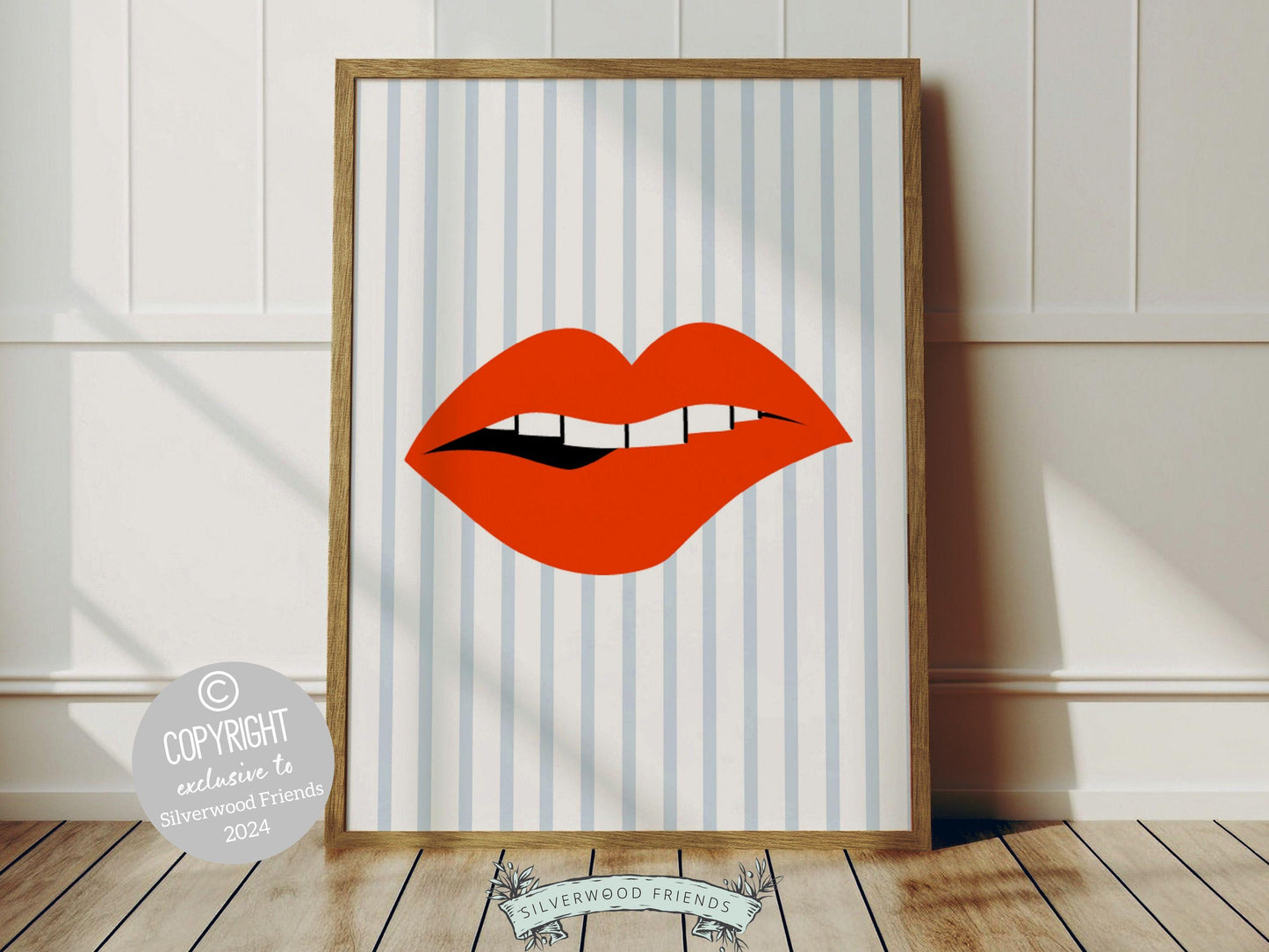 Red Lipstick Lips Print, Coastal Cowgirl Modern Aesthetic, Trendy Coconut Girl College Dorm Room Wall Decor Preppy Teen Poster Digital Print