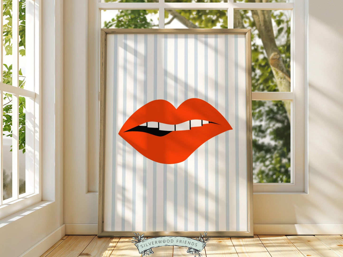 Red Lipstick Lips Print, Coastal Cowgirl Modern Aesthetic, Trendy Coconut Girl College Dorm Room Wall Decor Preppy Teen Poster Digital Print