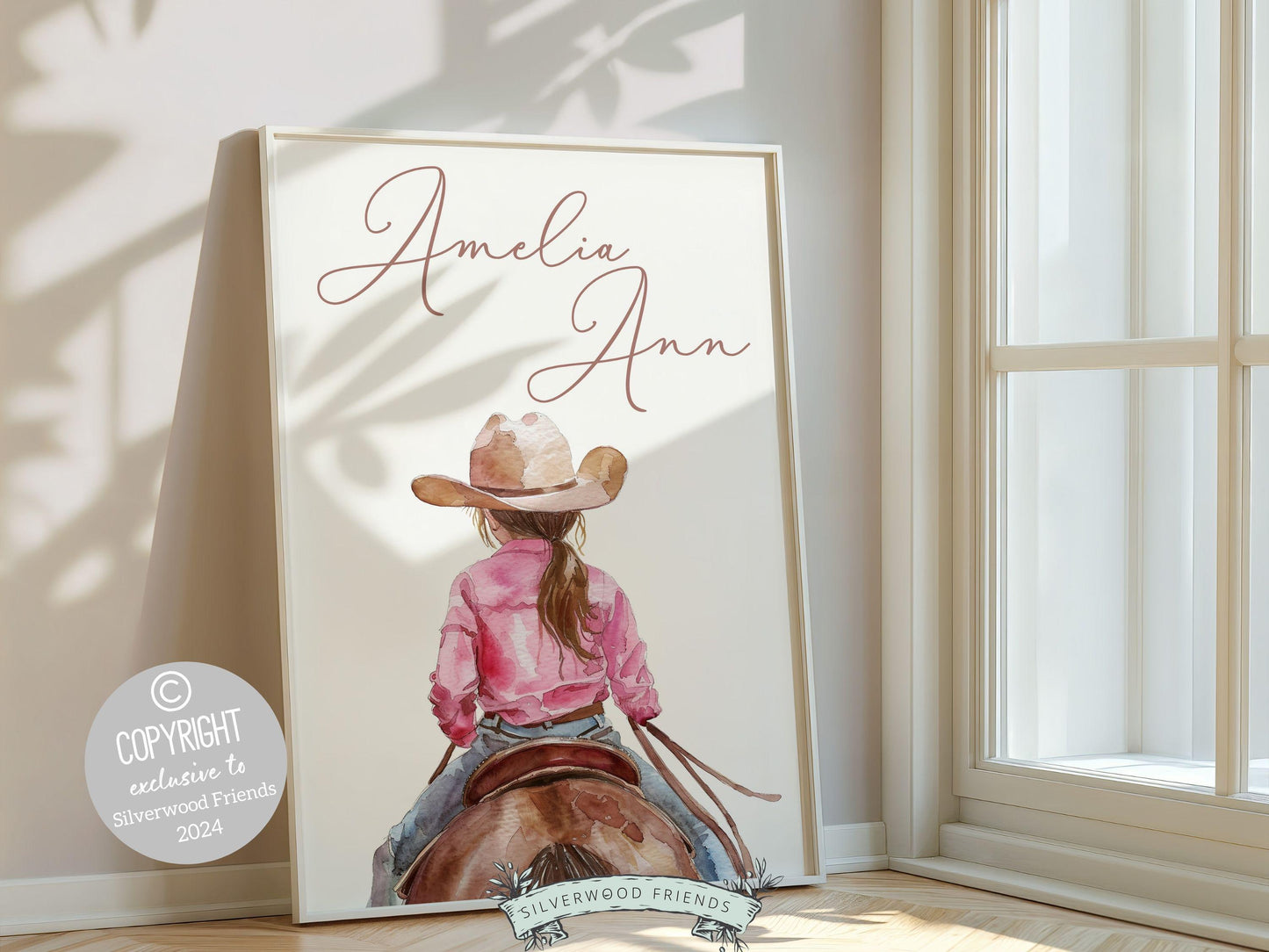Cowgirl Horse Nursery Print, Cowgirl Horse Nursery Decor, Baby Girl Western Nursery Decor, Horse Girl Nursery Name Wall Art Digital Print