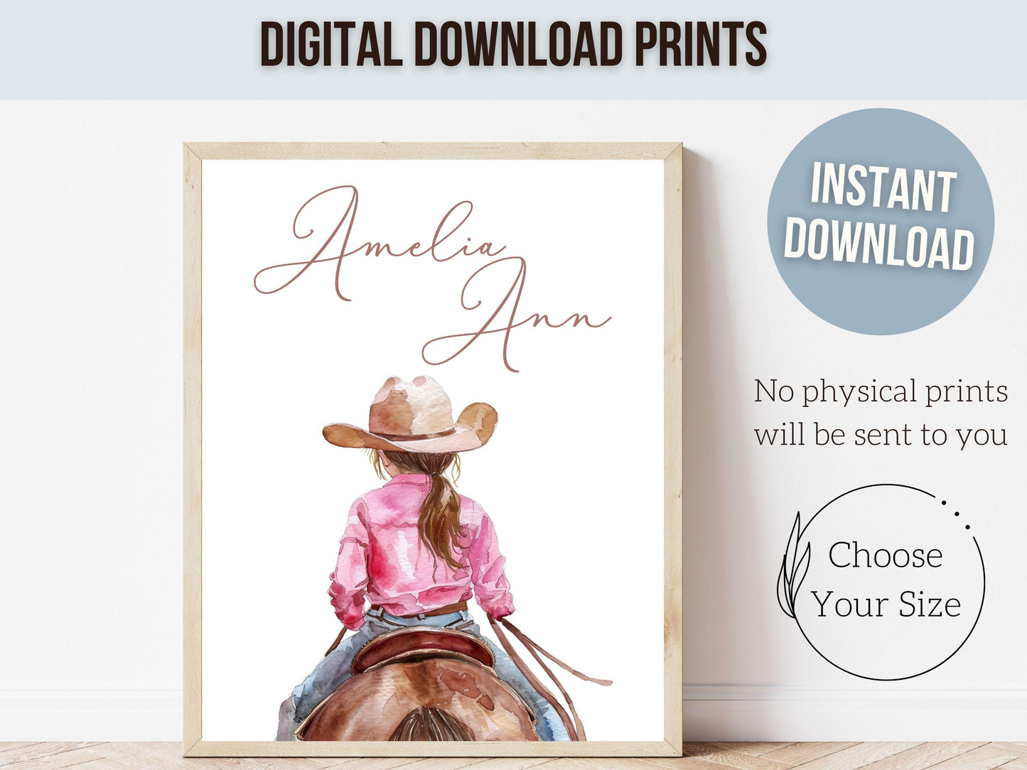 Cowgirl Horse Nursery Print, Cowgirl Horse Nursery Decor, Baby Girl Western Nursery Decor, Horse Girl Nursery Name Wall Art Digital Print