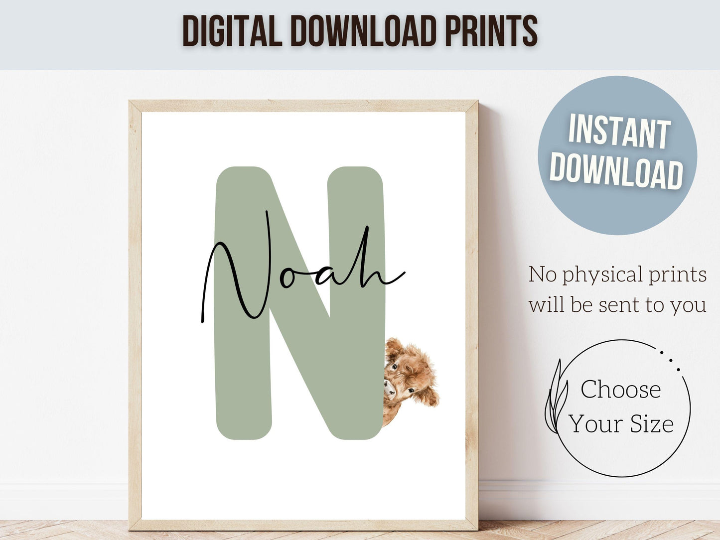 Peeking Highland Cow Nursery Print, Highland Cow Nursery Decor, Highland Cow Gift Kids Farm Bedroom Wall Decor, Watercolor Cow Digital Print