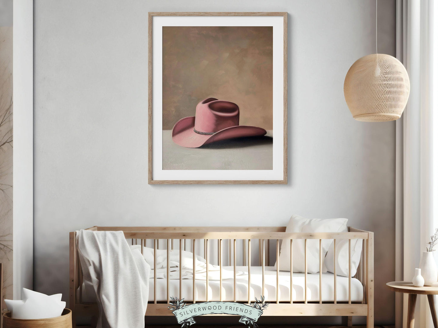 Pink Cowgirl Hat Print, Coastal Cowgirl Print, Country Western Decor, Trendy Dorm Room Wall Decor Preppy Teen Girl Room Poster Digital Print
