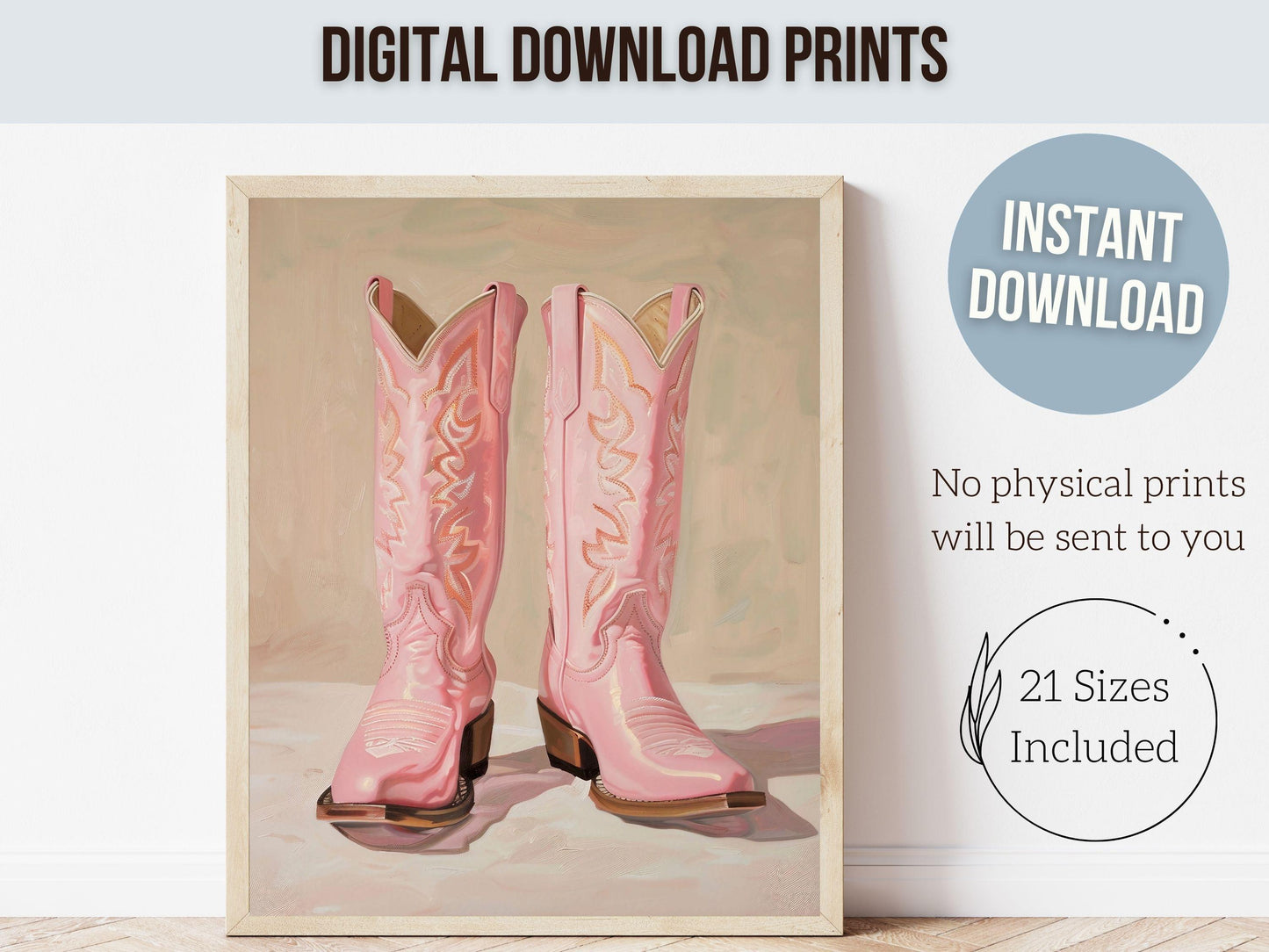 Pink Cowgirl Boots Print, Girly Coastal Cowgirl Print, Trendy Western Aesthetic Dorm Room Wall Decor, Preppy Teen Girl Room Digital Print
