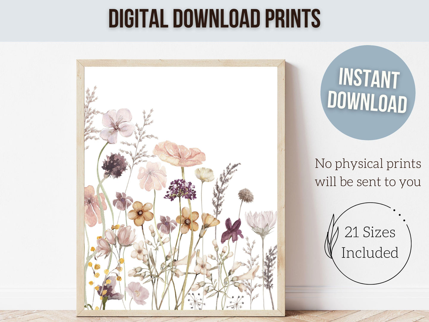 Wildflower Nursery Prints, Baby Girl Floral Boho Nursery Wall Art, Girls Nursery Prints, Pink Purple Wildflower Nursery Decor Digital Prints