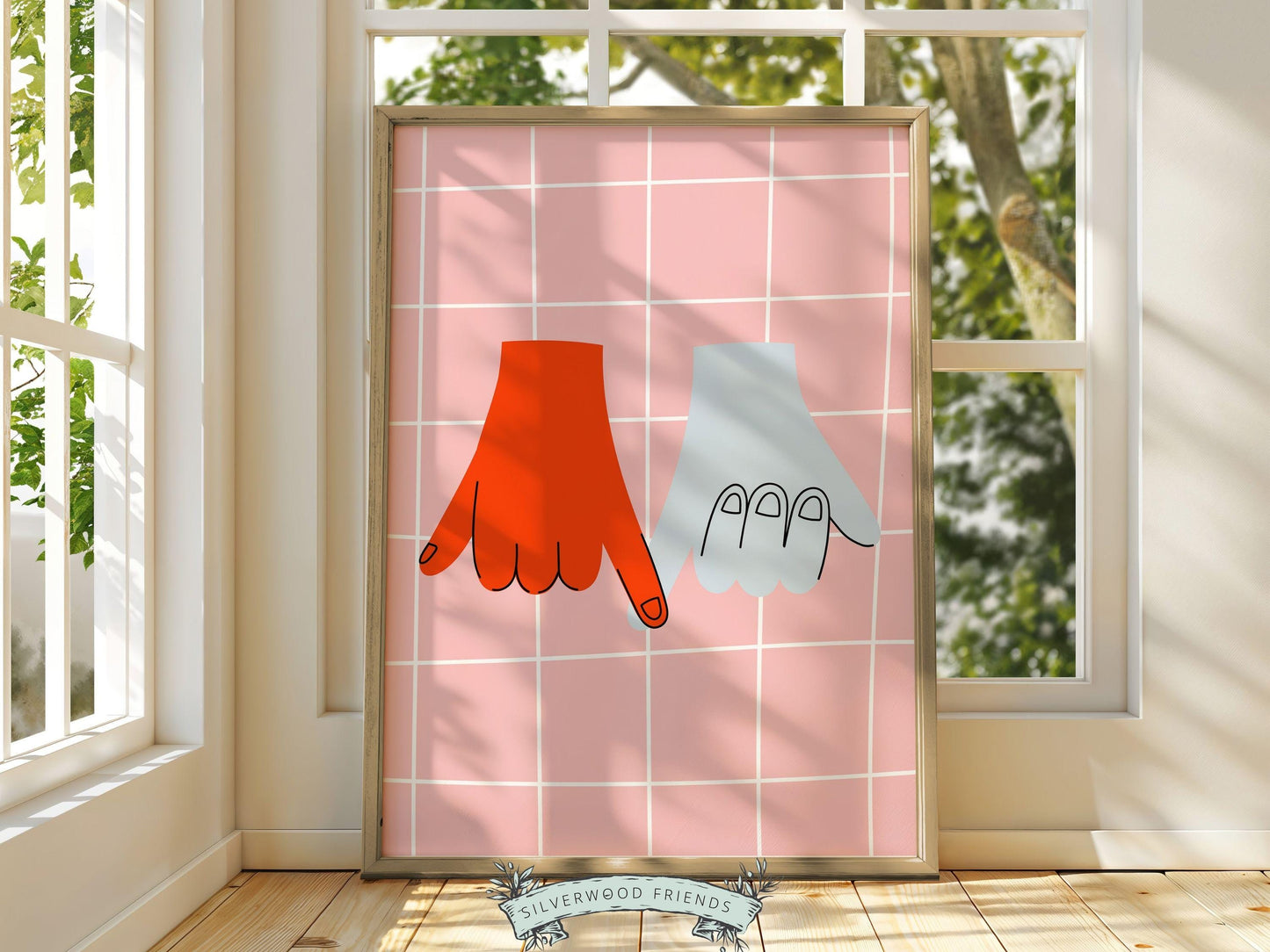 Trendy Pinky Promise Print, Cute Teen Room Wall Decor, Preppy Minimalist College Dorm Room Wall Decor, Coconut Girl Aesthetic Digital Print