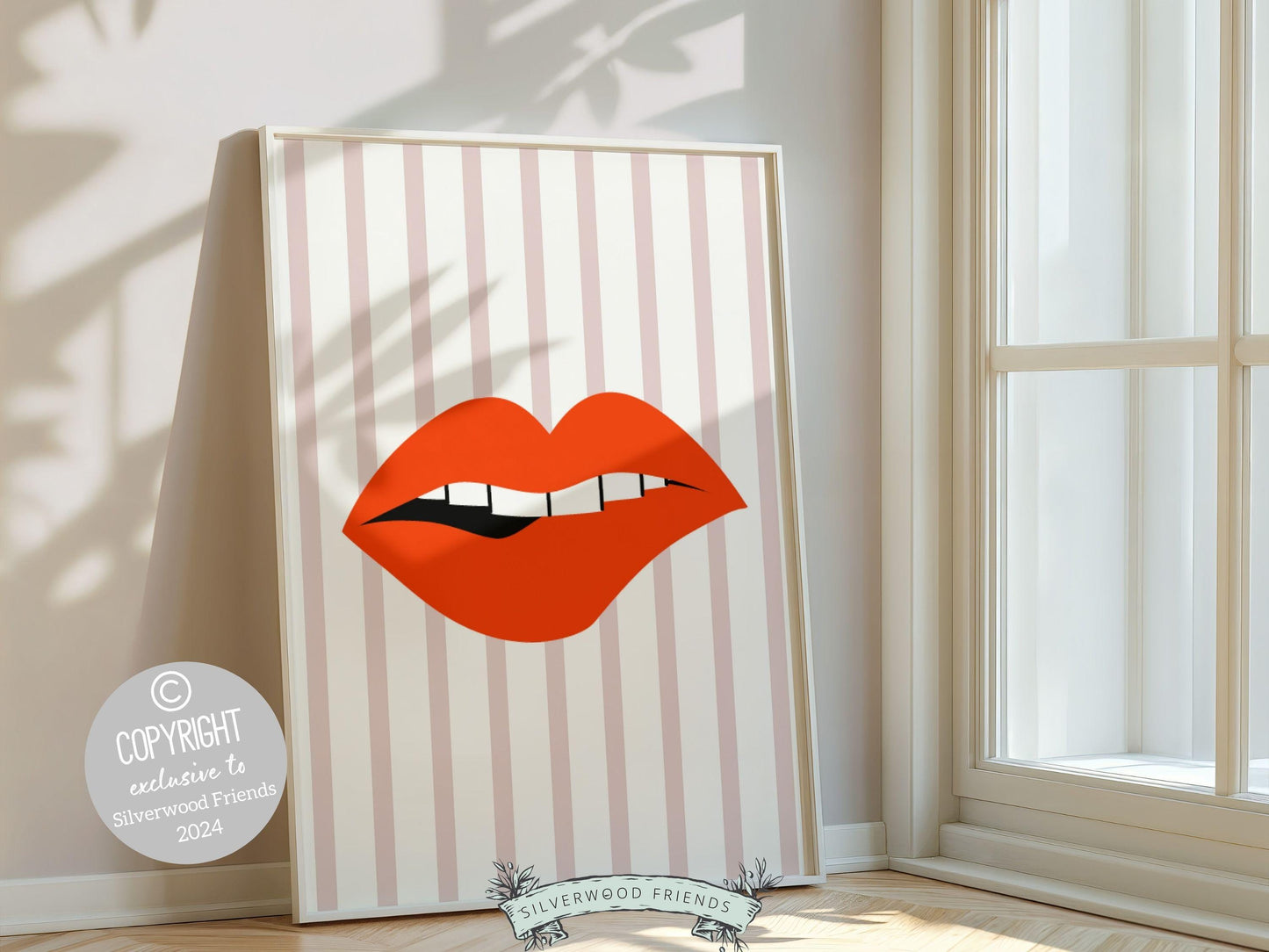 Red Lipstick Lips Print, Coastal Cowgirl Modern Aesthetic, Trendy Coconut Girl College Dorm Room Wall Decor Preppy Teen Poster Digital Print