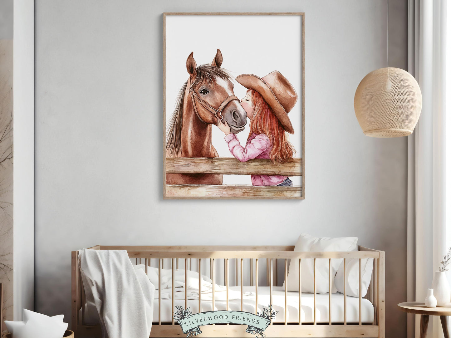 Cowgirl Nursery Print, Cowgirl Nursery Decor, Girls Western Nursery Decor, Red Hair Girl Horse Bedroom Horse Nursery Wall Art Digital Print
