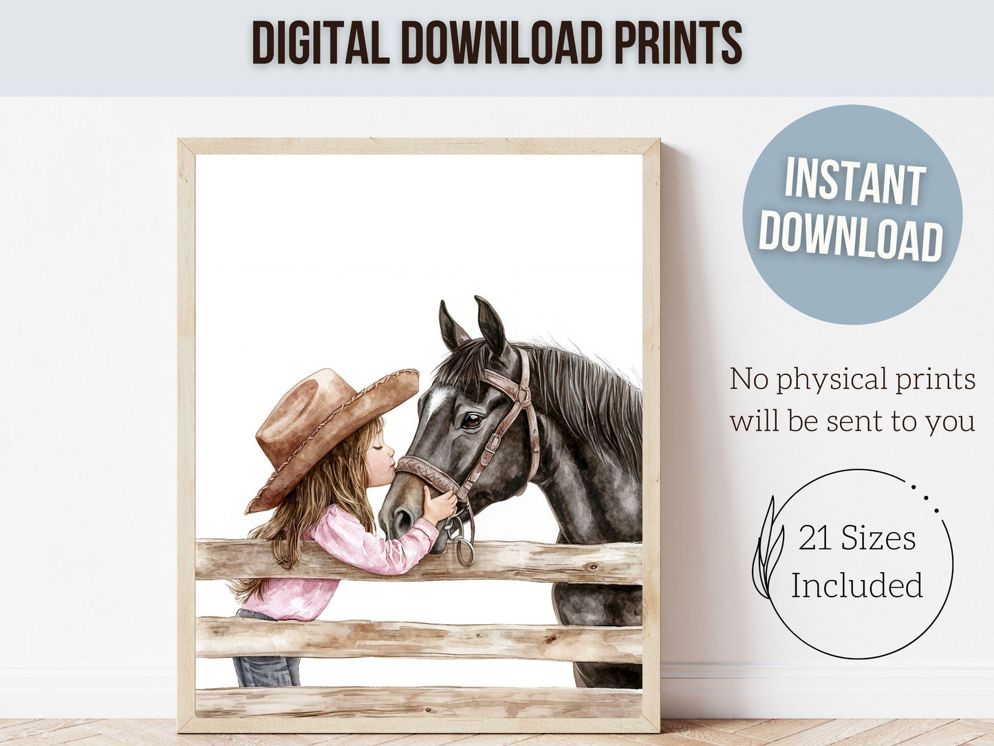 Horse Print, Cowgirl Nursery Print, Cowgirl Nursery Decor, Baby Girl Western Nursery Decor, Horse Picture, Girls Horse Room Digital Print