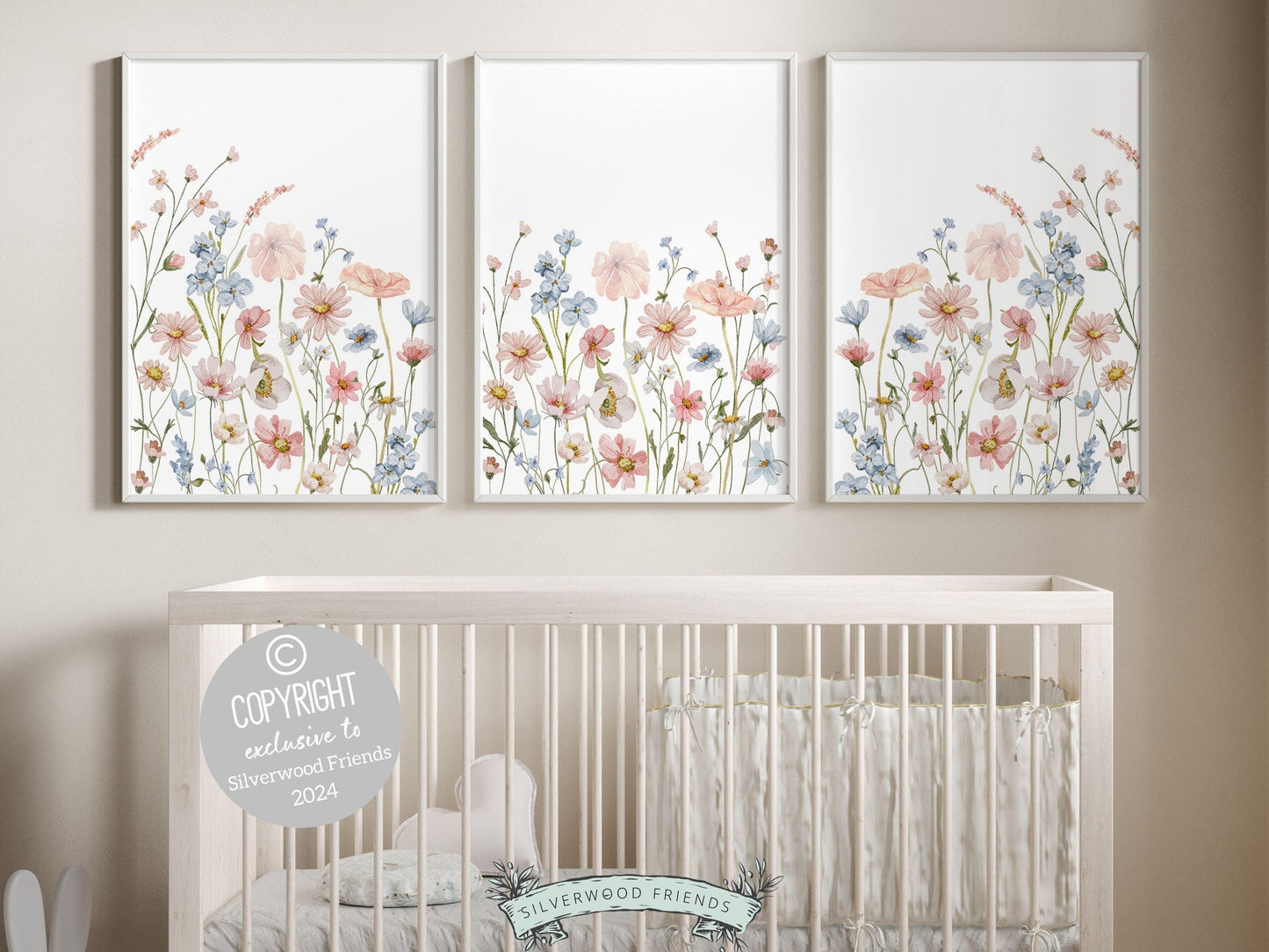 Wildflower Nursery Wall Art, Wildflower Nursery Decor, Wildflower Nursery Prints, Baby Girl Floral Nursery Prints, Wild Flower Digital Print