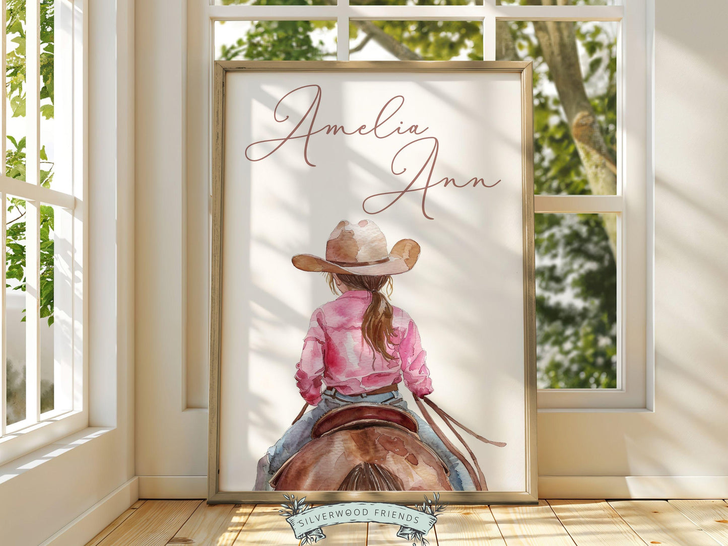 Cowgirl Horse Nursery Print, Cowgirl Horse Nursery Decor, Baby Girl Western Nursery Decor, Horse Girl Nursery Name Wall Art Digital Print