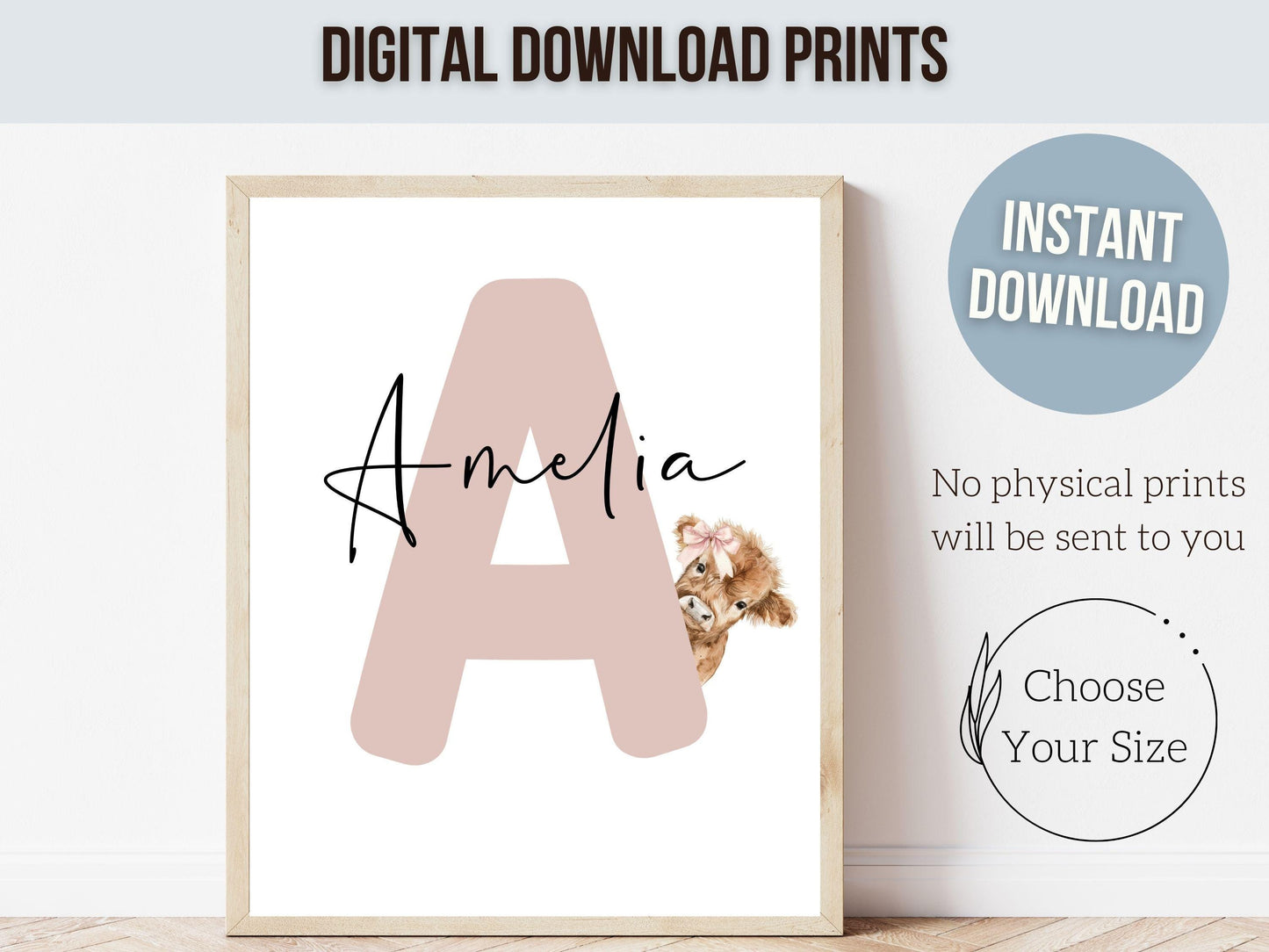 Peeking Highland Cow Nursery Print, Highland Cow Nursery Decor, Highland Cow Gift Kids Farm Bedroom Wall Decor, Watercolor Cow Digital Print