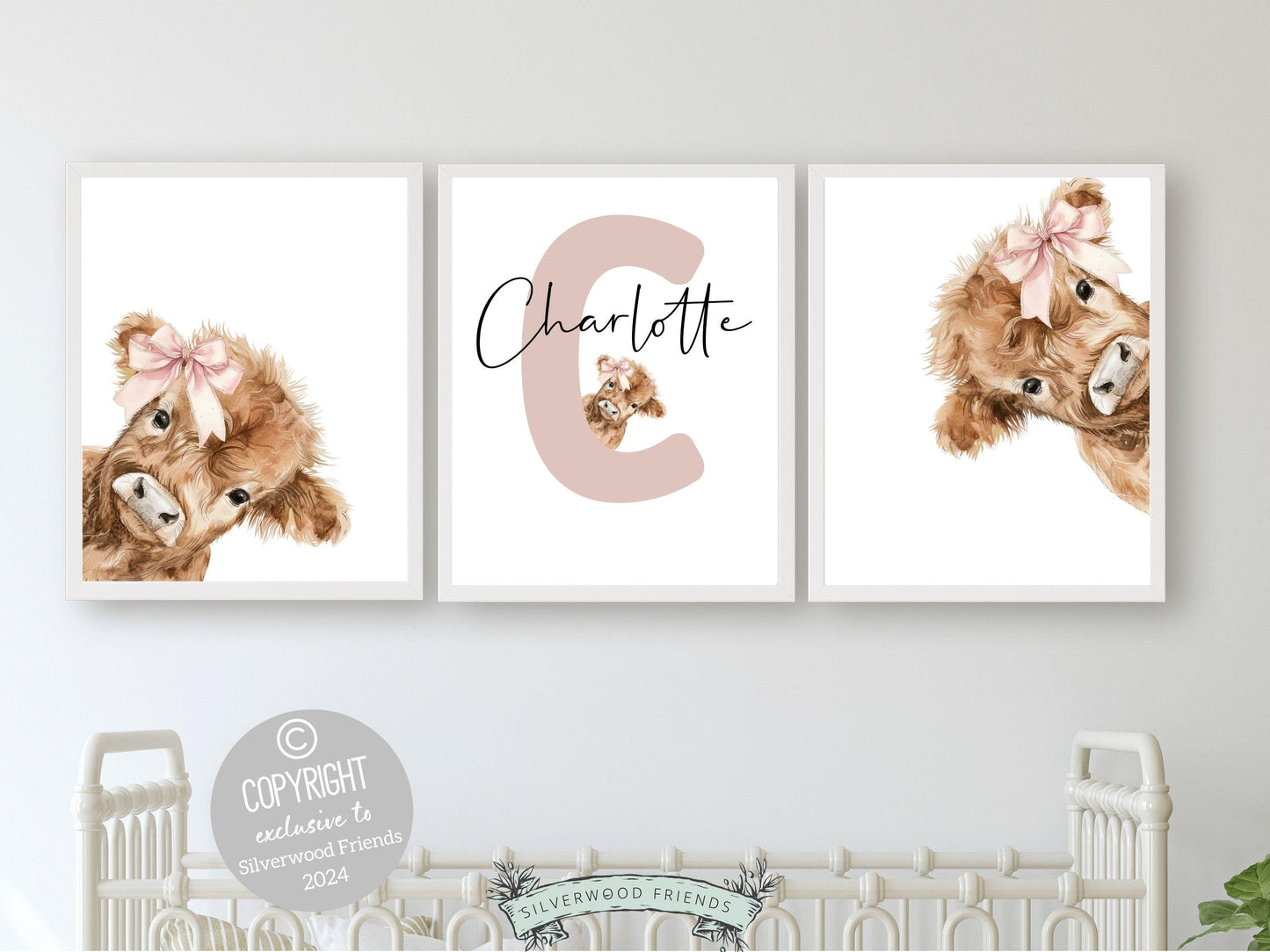 Peeking Highland Cow Nursery Print, Highland Cow Nursery Decor, Highland Cow Gift Kids Farm Bedroom Wall Decor, Watercolor Cow Digital Print