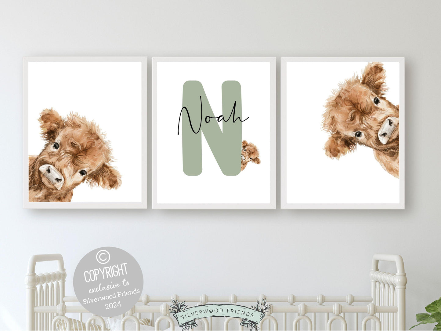 Peeking Highland Cow Nursery Print, Highland Cow Nursery Decor, Highland Cow Gift Kids Farm Bedroom Wall Decor, Watercolor Cow Digital Print