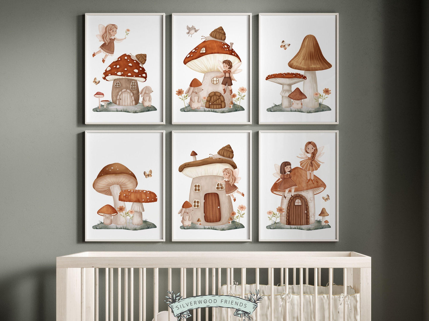 Wildflower Fairy Mushroom Nursery Prints, Baby Girl Fairy Nursery Decor, Fairy Princess Poster, Fairy Garden Nursery Wall Art Digital Prints