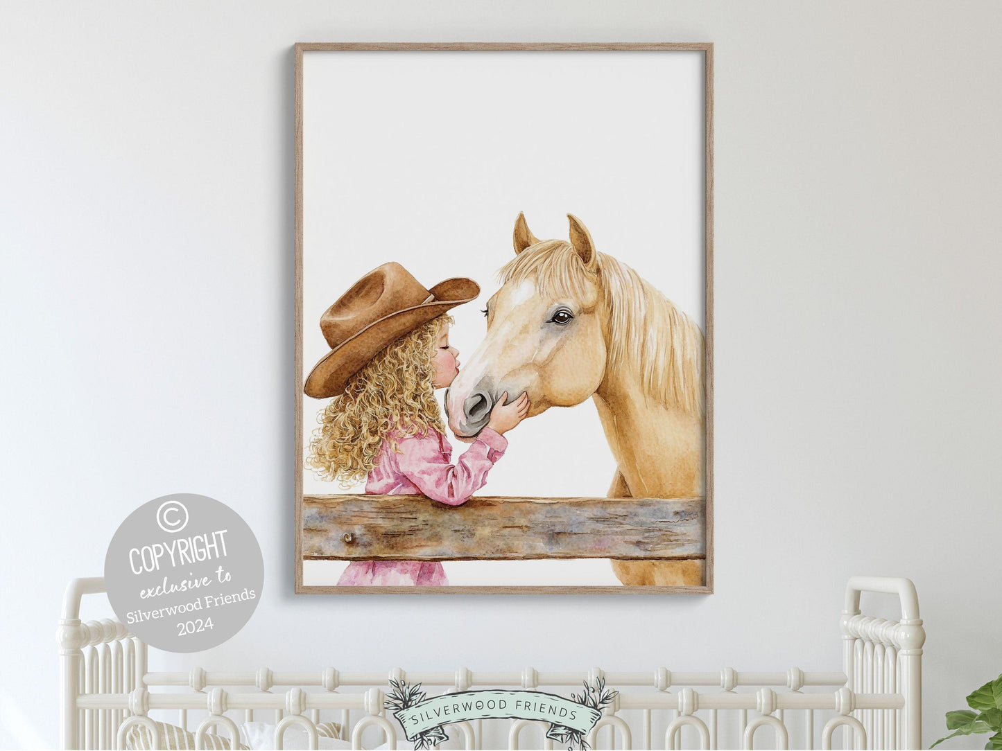 Horse Print, Cowgirl Nursery Print, Cowgirl Nursery Decor, Baby Girl Western Nursery Decor, Girls Room Pink Horse Wall Art Digital Print