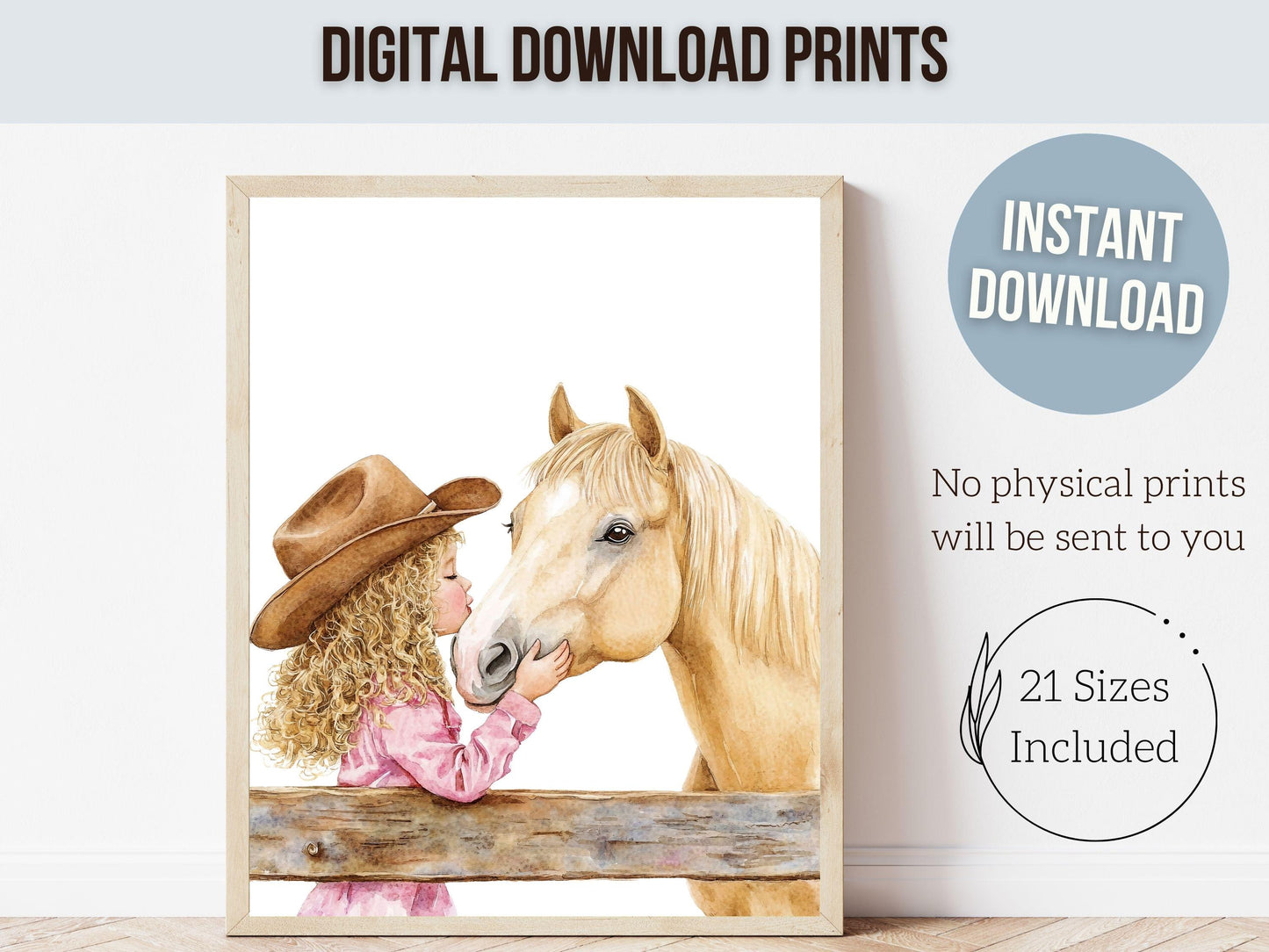 Horse Print, Cowgirl Nursery Print, Cowgirl Nursery Decor, Baby Girl Western Nursery Decor, Girls Room Pink Horse Wall Art Digital Print