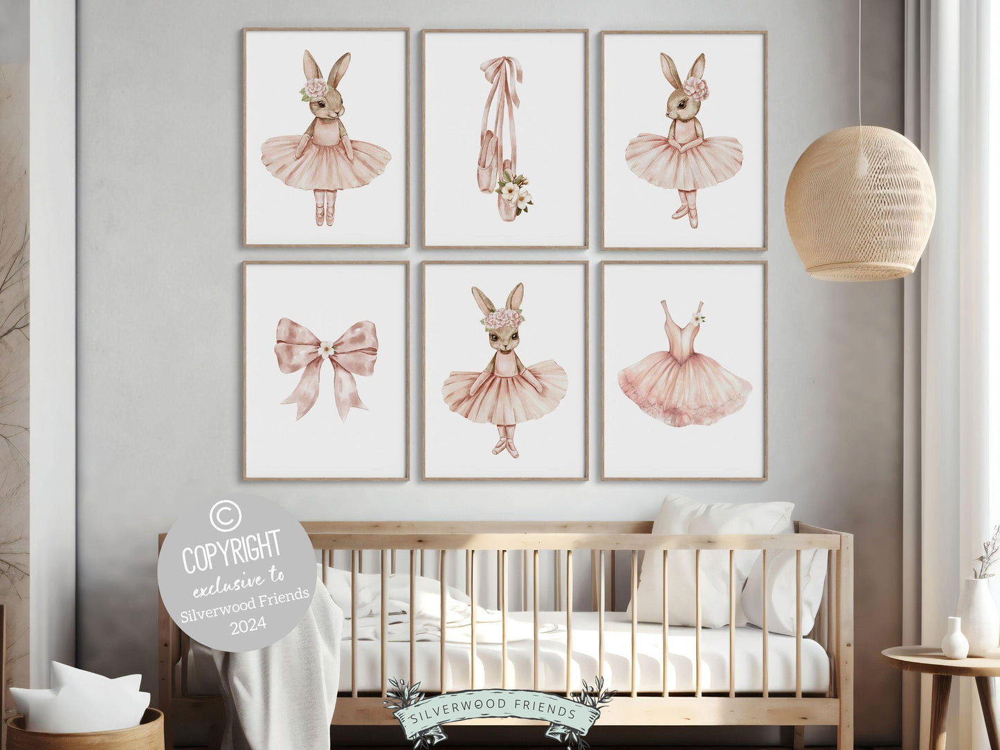 Ballerina Nursery Prints, Girls Pink Ballerina Bunny Nursery Decor, Ballerina Poster Nursery Wall Art, Ballet Bedroom Decor Digital Prints