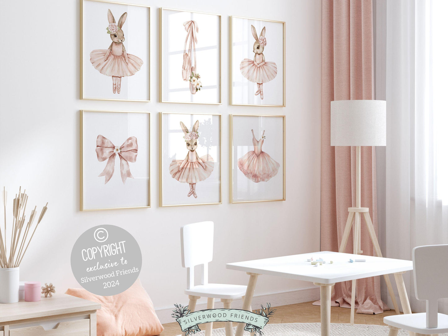 Ballerina Nursery Prints, Girls Pink Ballerina Bunny Nursery Decor, Ballerina Poster Nursery Wall Art, Ballet Bedroom Decor Digital Prints